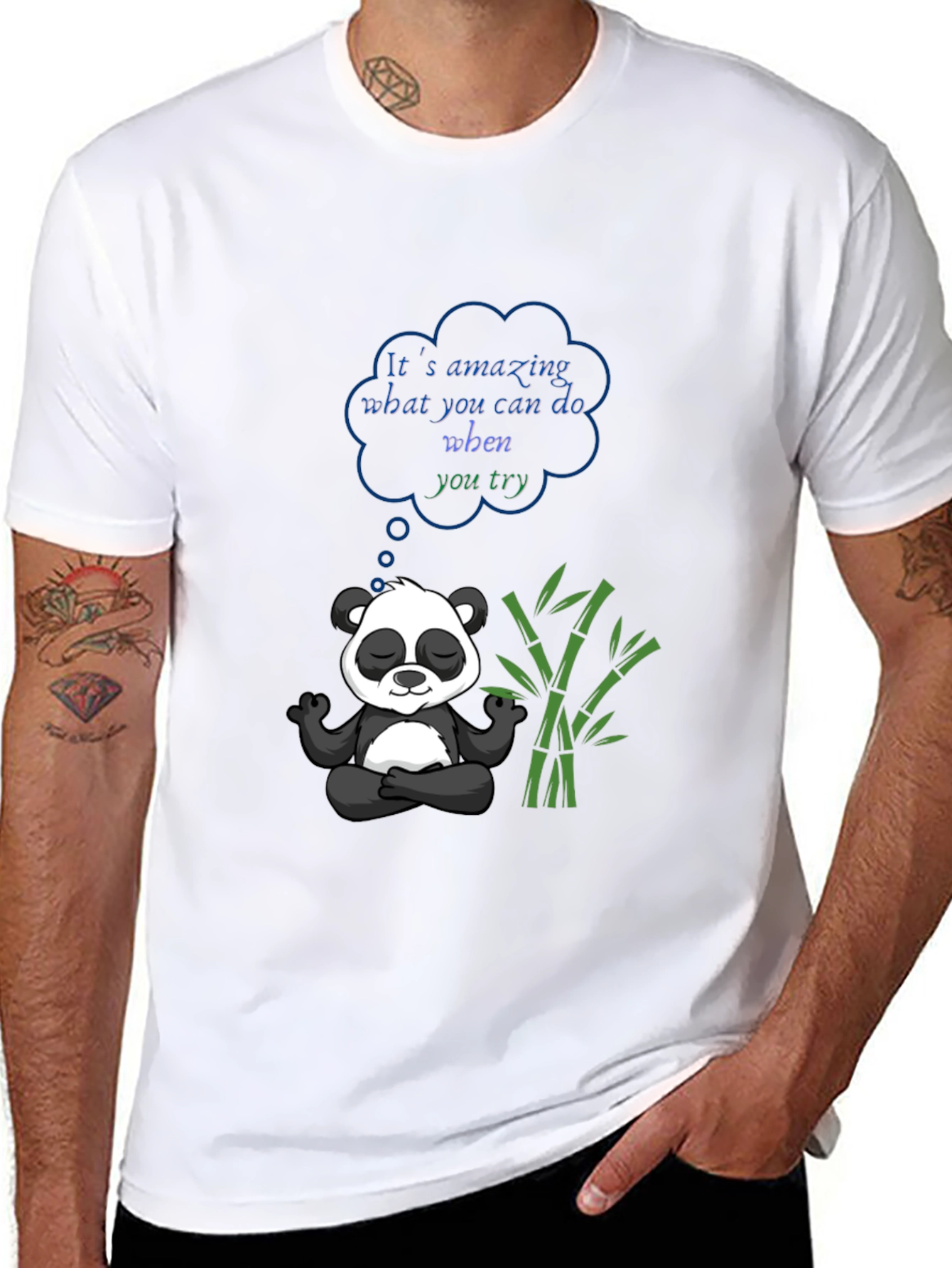 Black Meditating Panda Graphic Tee view 8