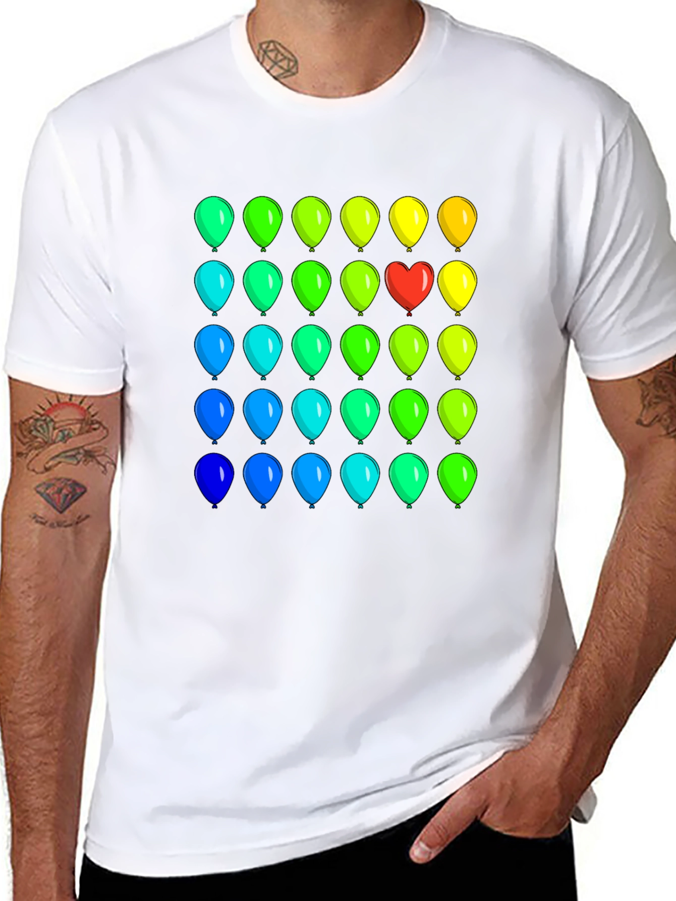 Black Rainbow Balloon Heart Tee view 8