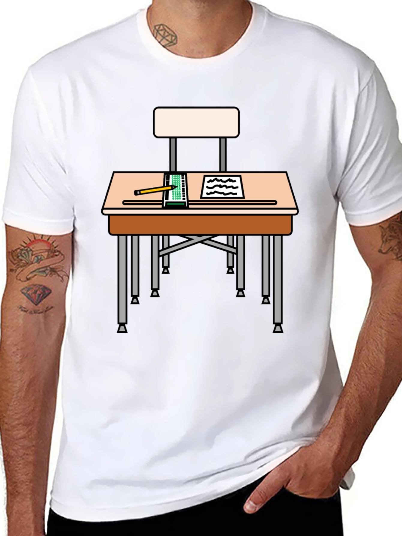 Black Student Desk Graphic T-Shirt - Back to School Style view 8