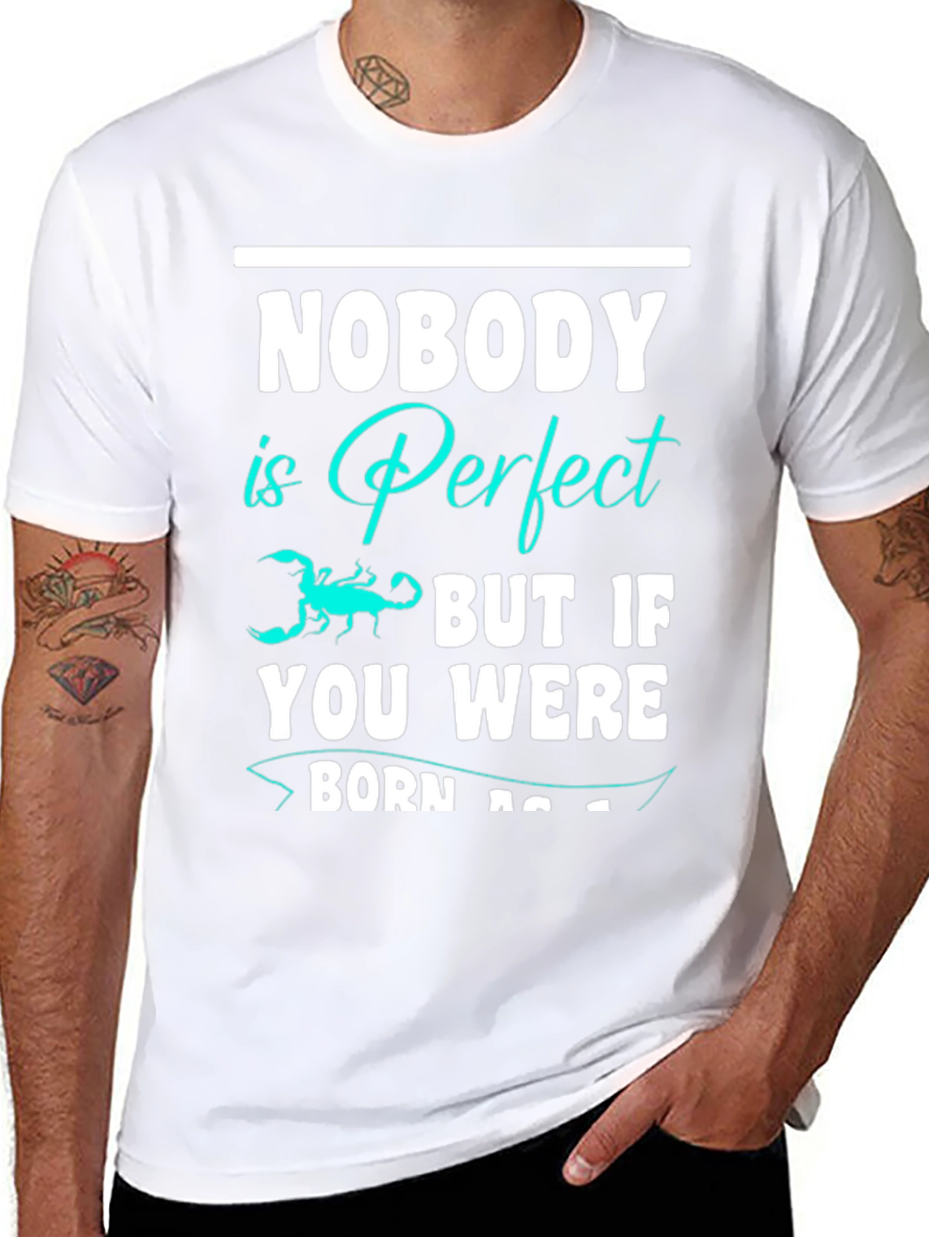 Black Nobody is Perfect Scorpion Graphic T-Shirt view 8