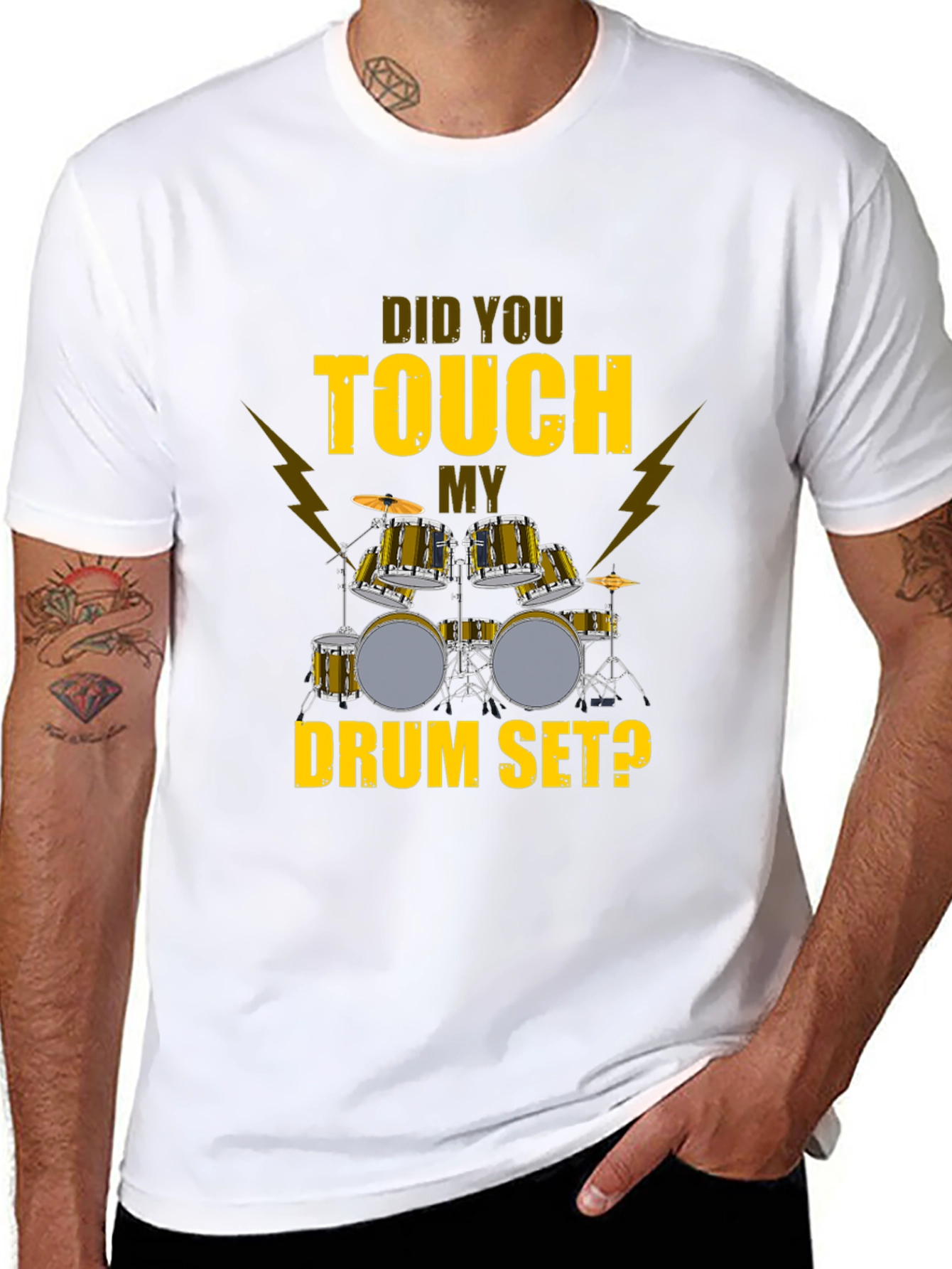 Black Did You Touch My Drum Set T-Shirt view 8