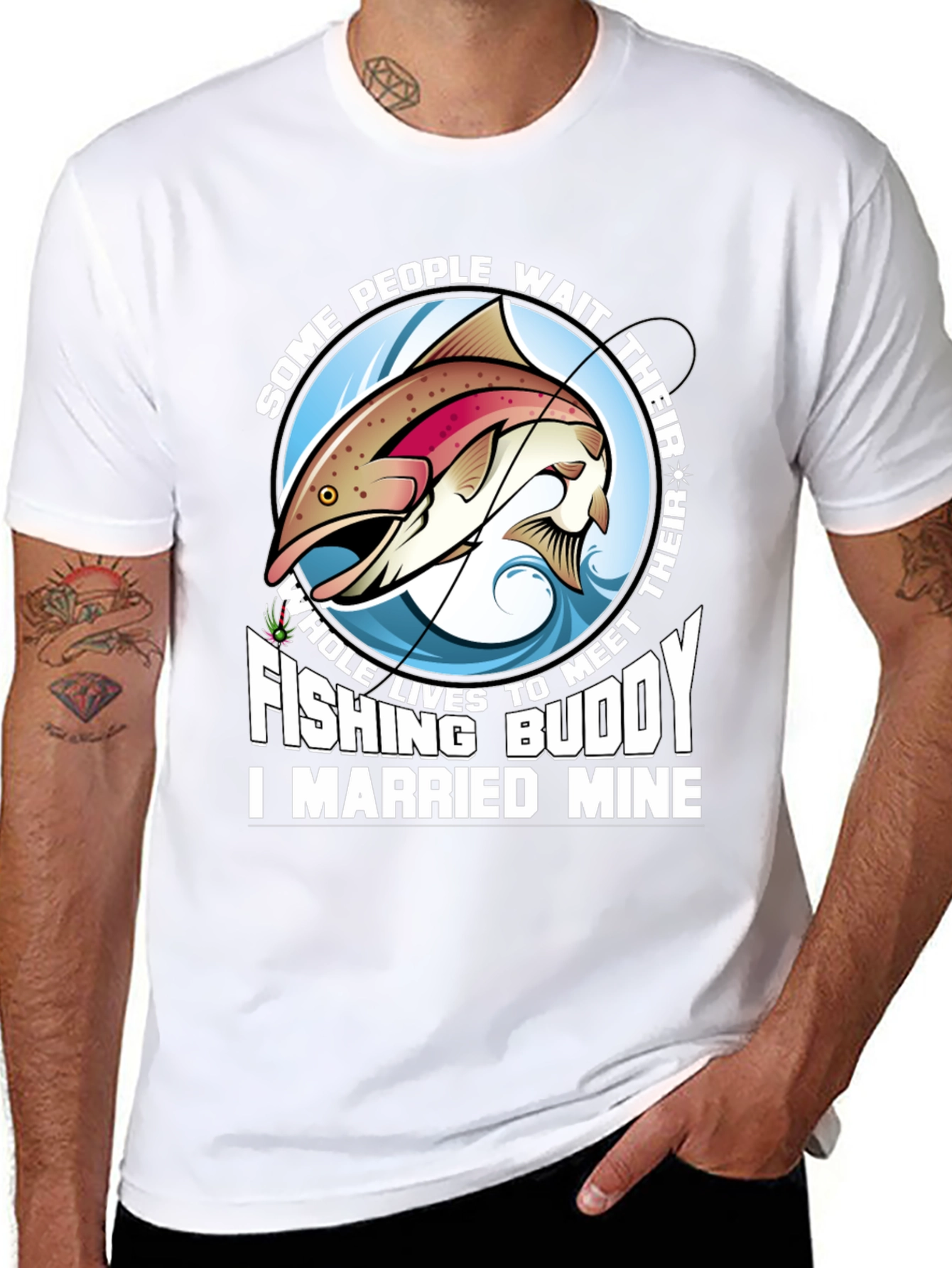 Black Fishing Buddy T-Shirt - Married Mine! view 8
