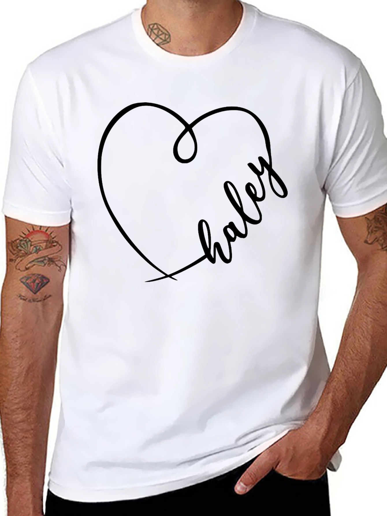 Black Haley Heart Graphic Tee - Stylish Custom Name Shirt view 8