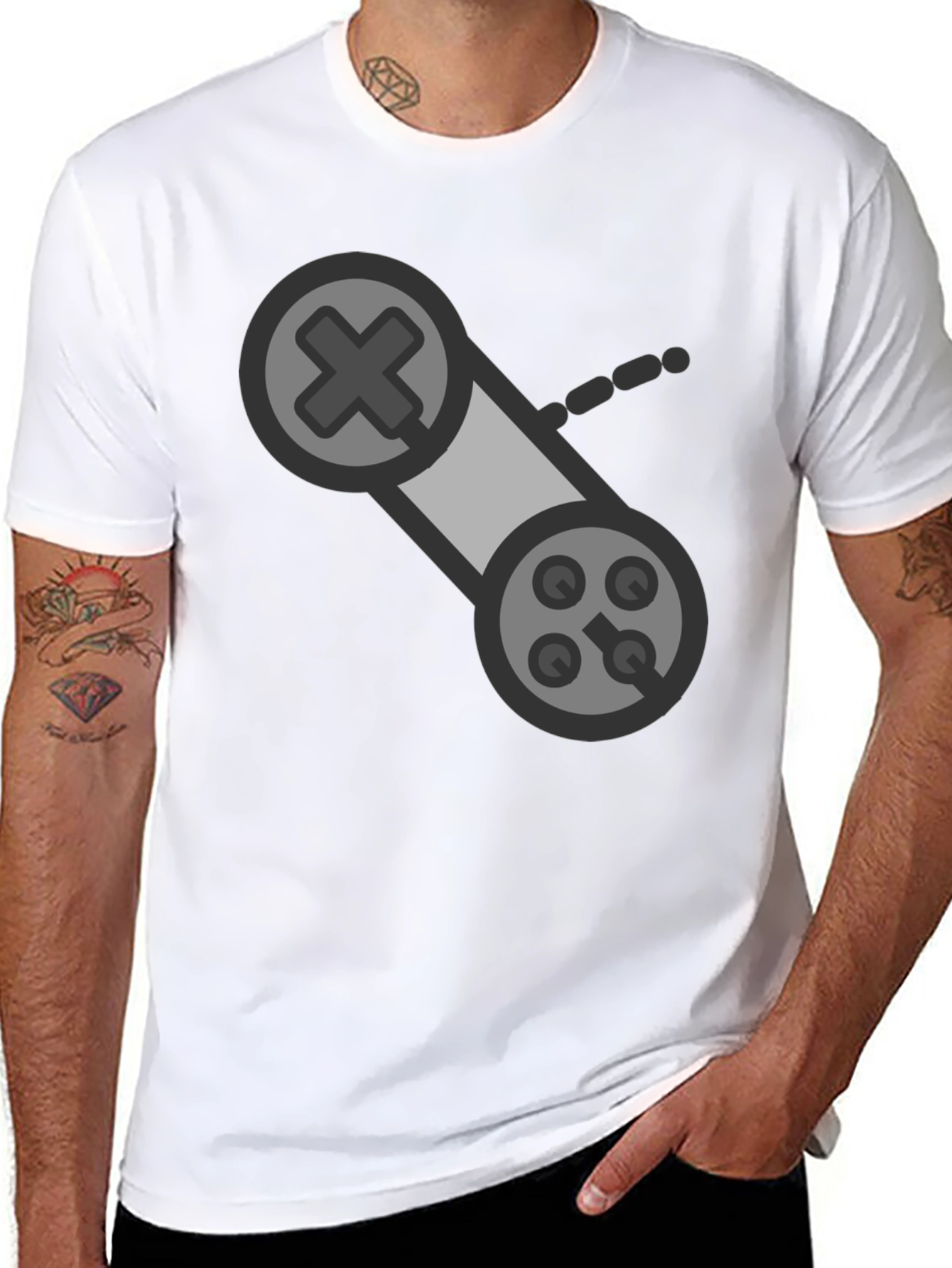 Black Retro Gaming Controller Black T-Shirt view 8