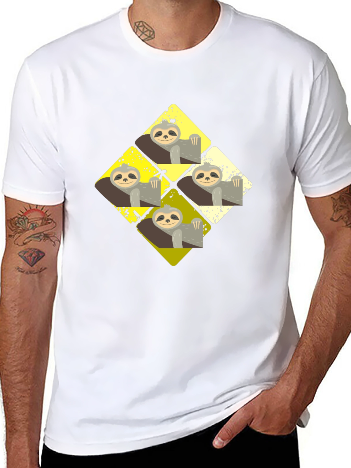 Black Sloth Diamond T-Shirt - Relaxed Style view 8