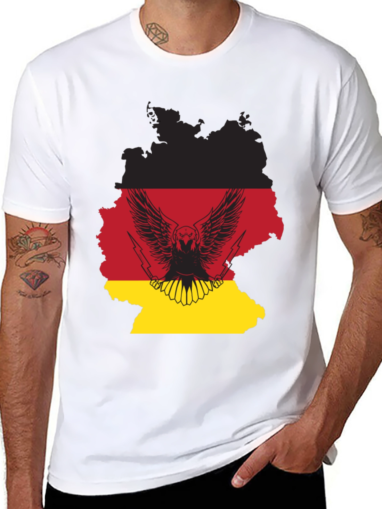 Black German Flag Eagle Graphic T-Shirt view 8