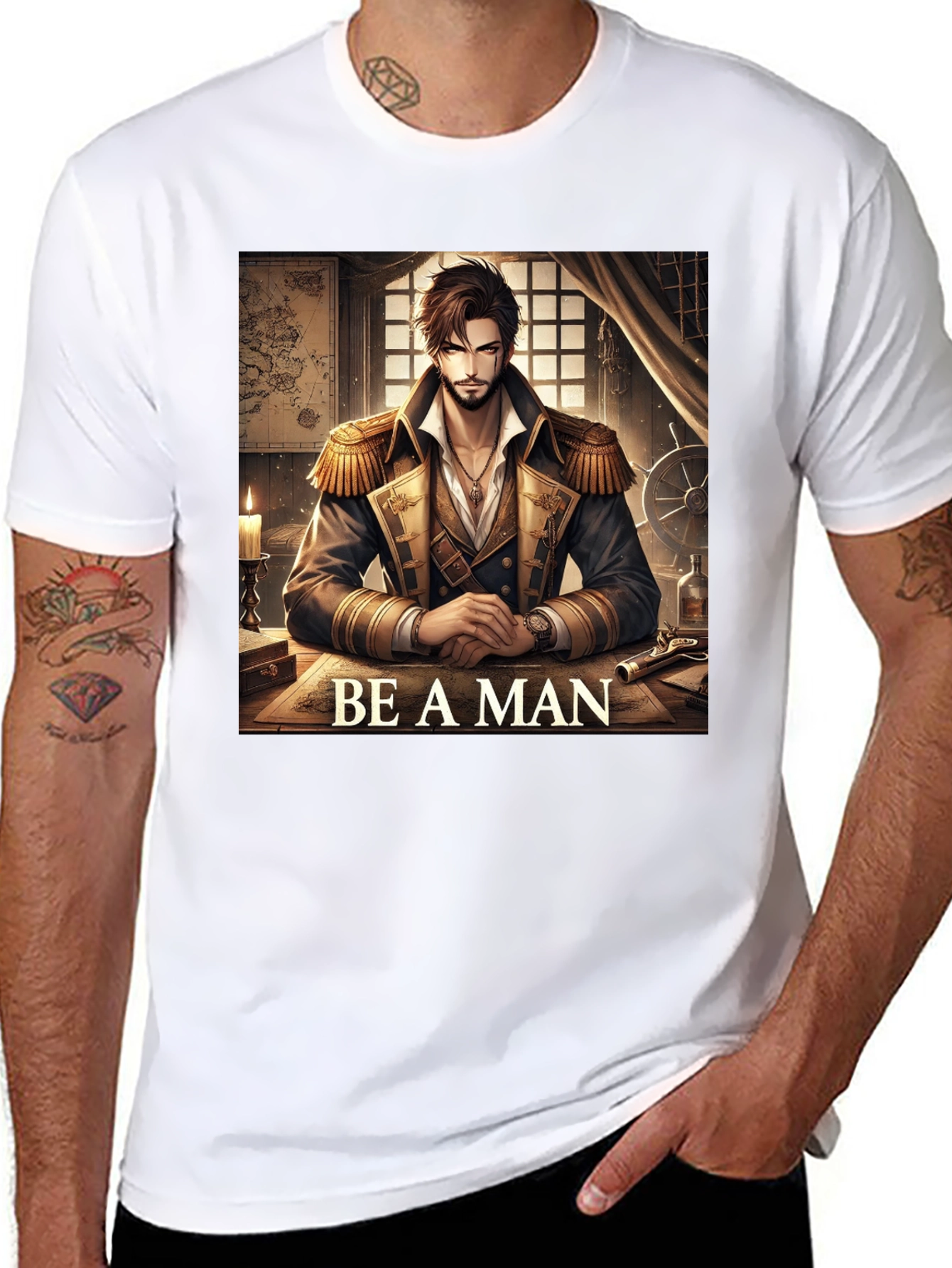 Black Be A Man Pirate Captain T-Shirt view 8