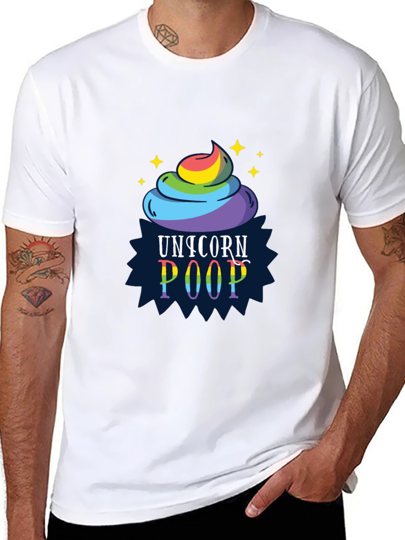 Black Unicorn Poop Graphic Tee - Funny Rainbow Shirt view 8