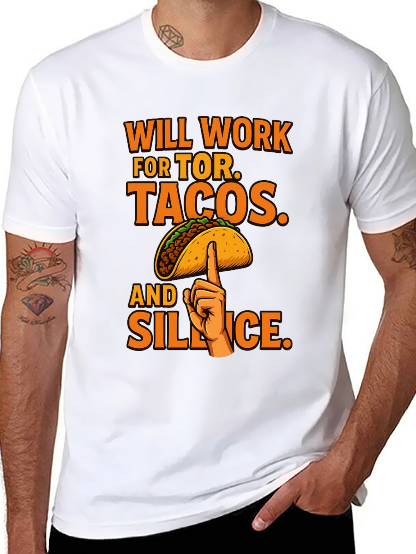 Black Will Work For Tacos T-Shirt Funny Humor view 8