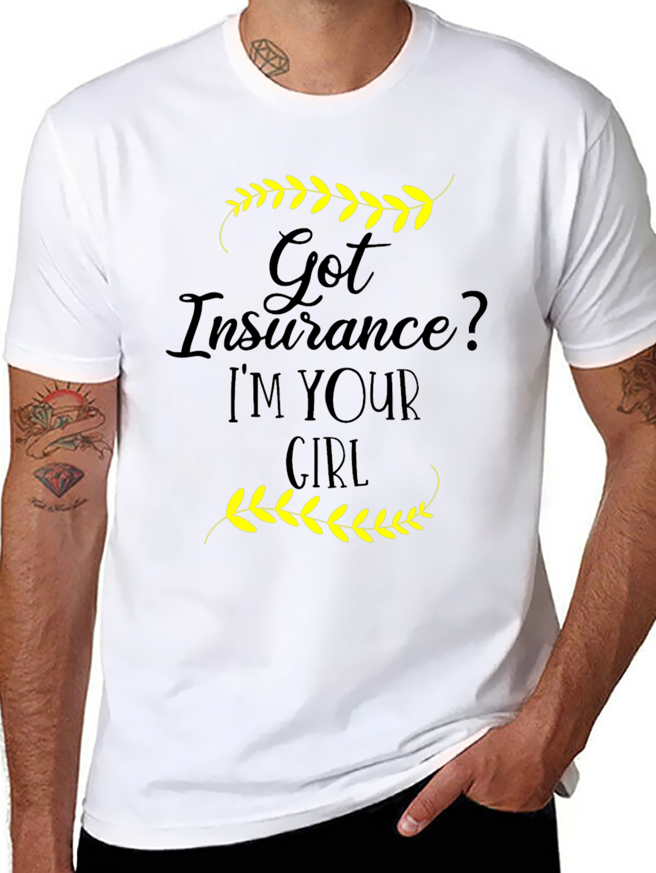 Black Insurance Girl T-Shirt - Novelty Graphic Tee view 8