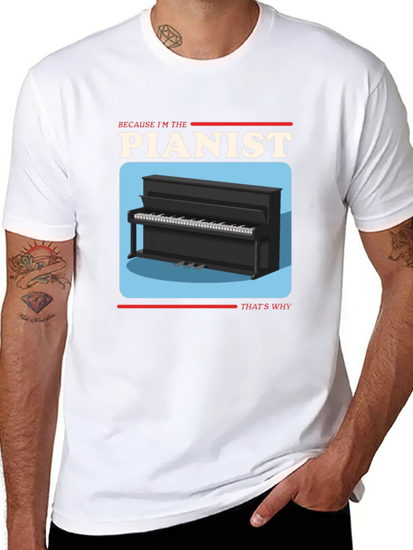 Black Pianist Graphic T-Shirt - Music Lover Tee view 8