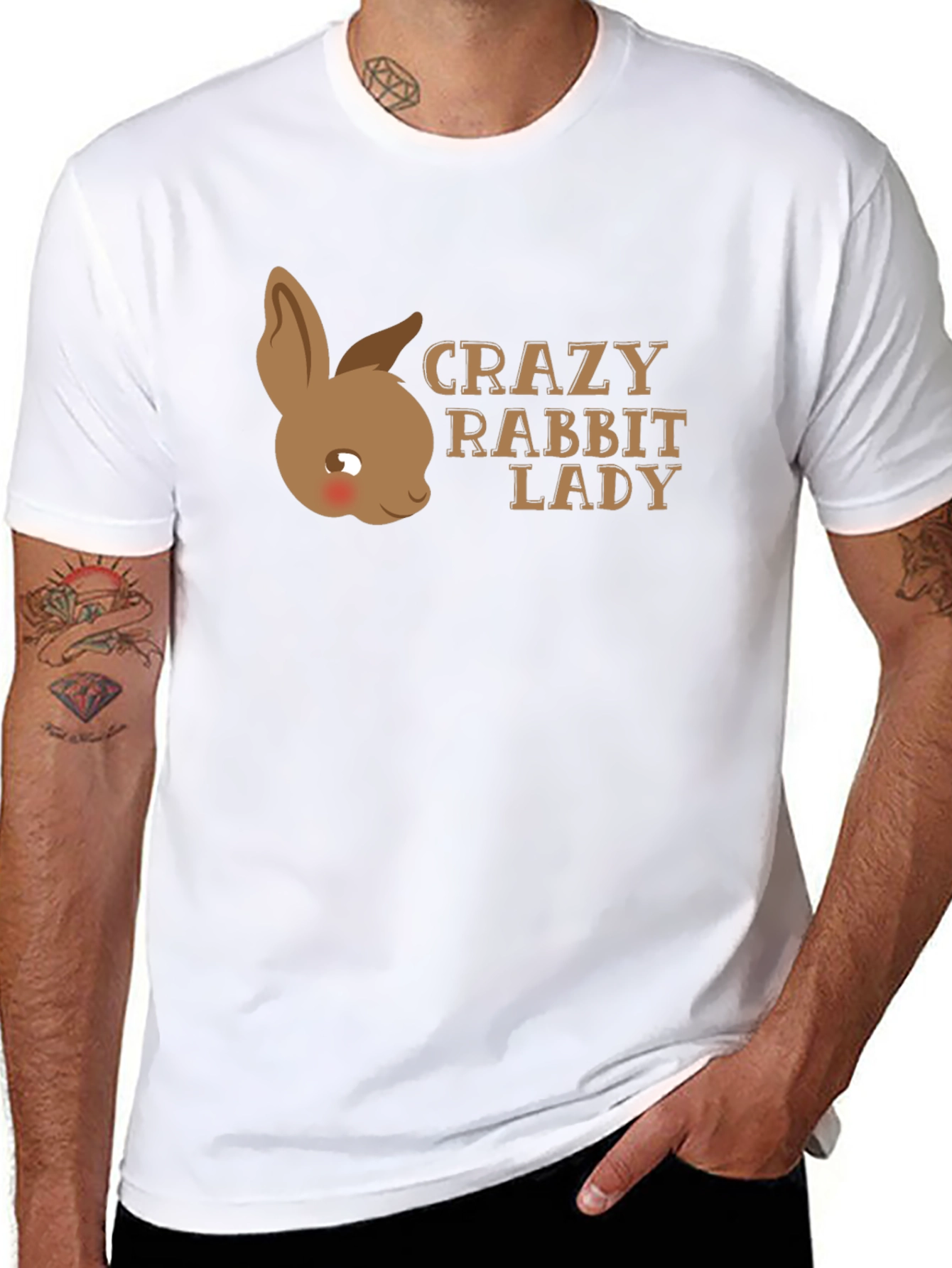 Black Crazy Rabbit Lady T-Shirt - Unisex view 8