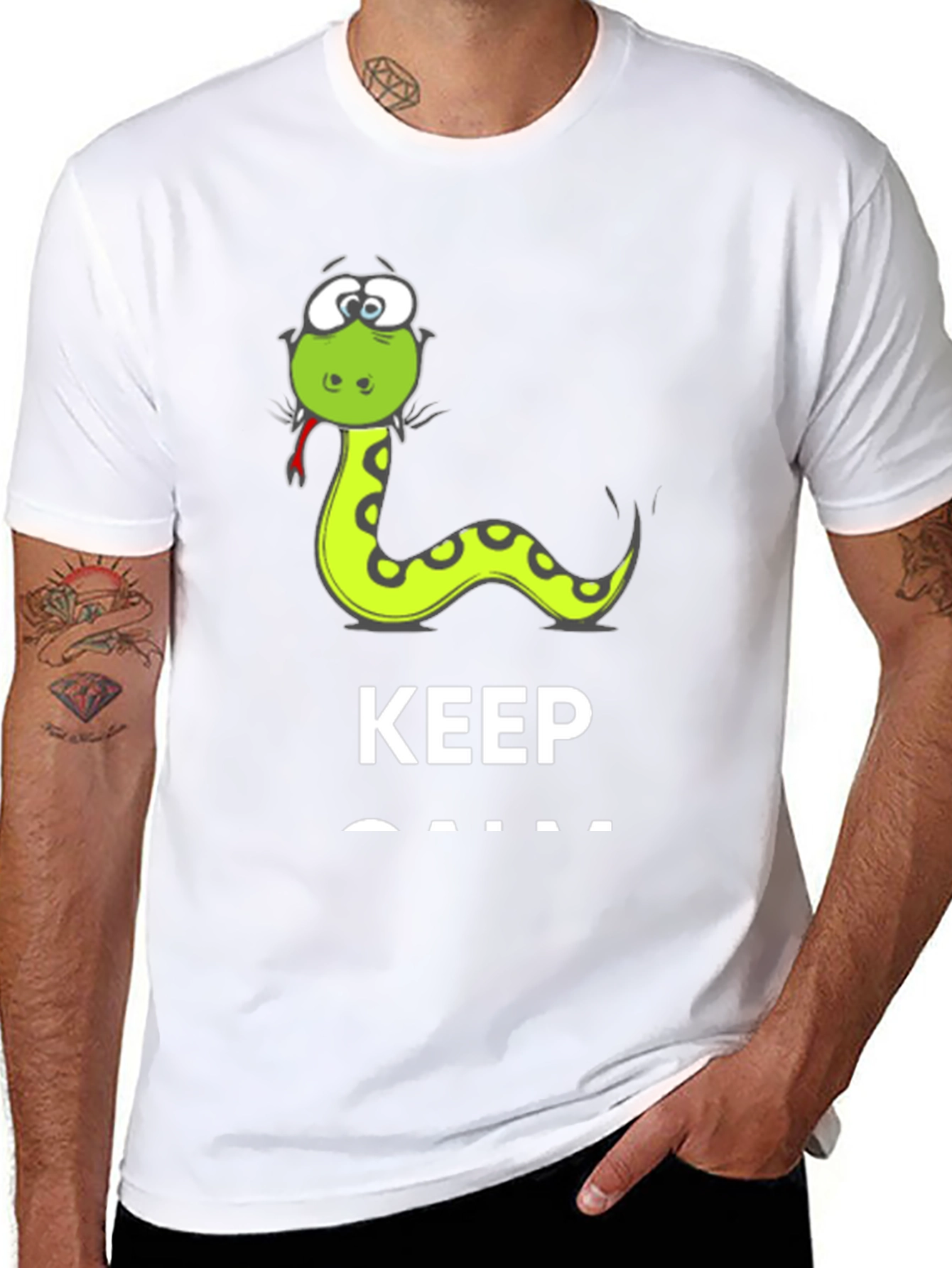 Black Funny Snake Keep Calm Men's T-Shirt view 8