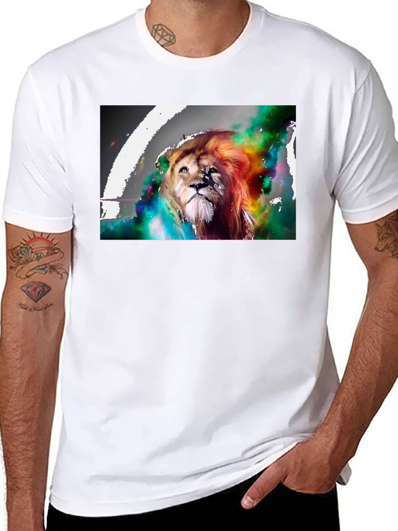 Black Lion Art Graphic Print T-Shirt view 8