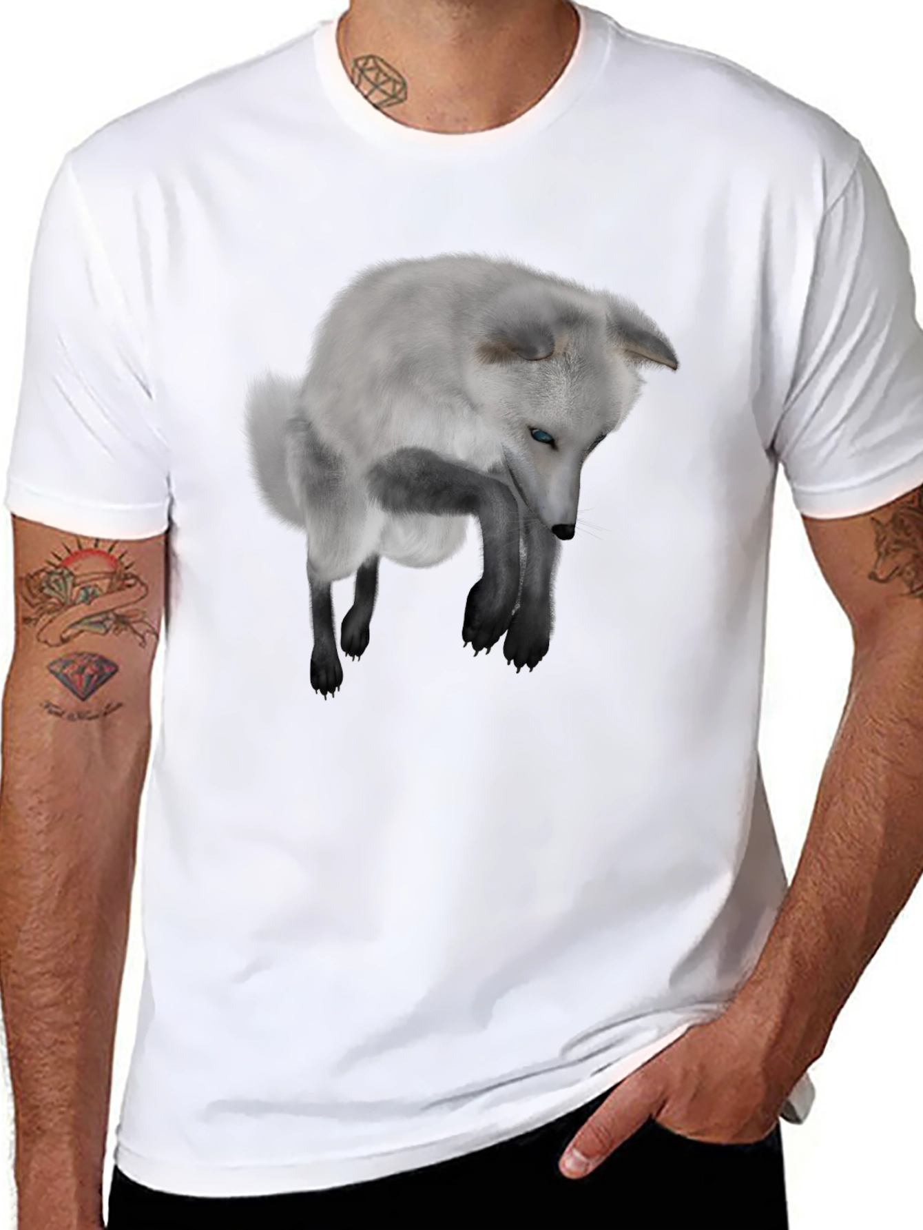 Black Arctic Fox Graphic Tee - Men's Black T-Shirt view 8