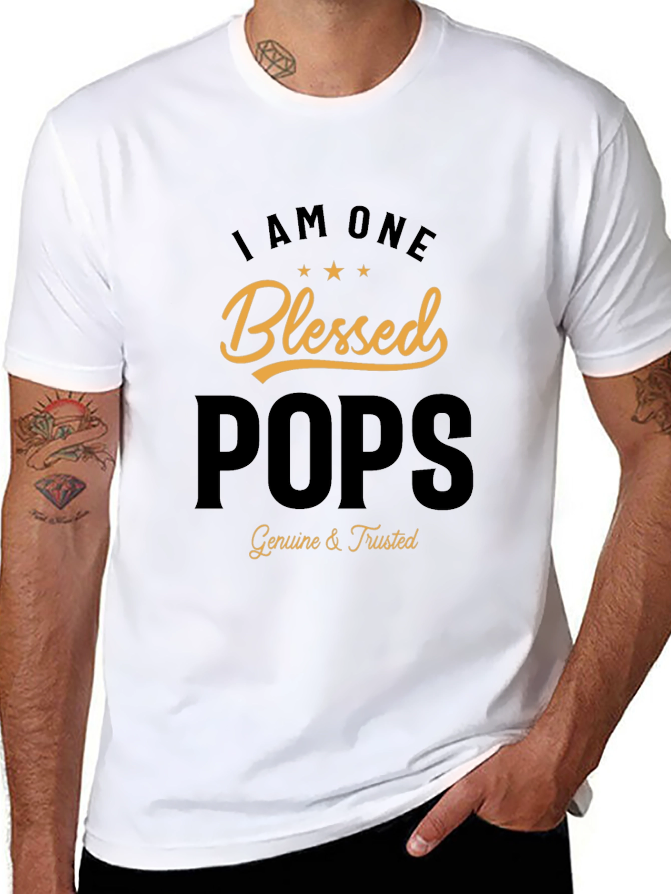 Blessed Pops T-Shirt - Genuine & Trusted Dad Tee - 8