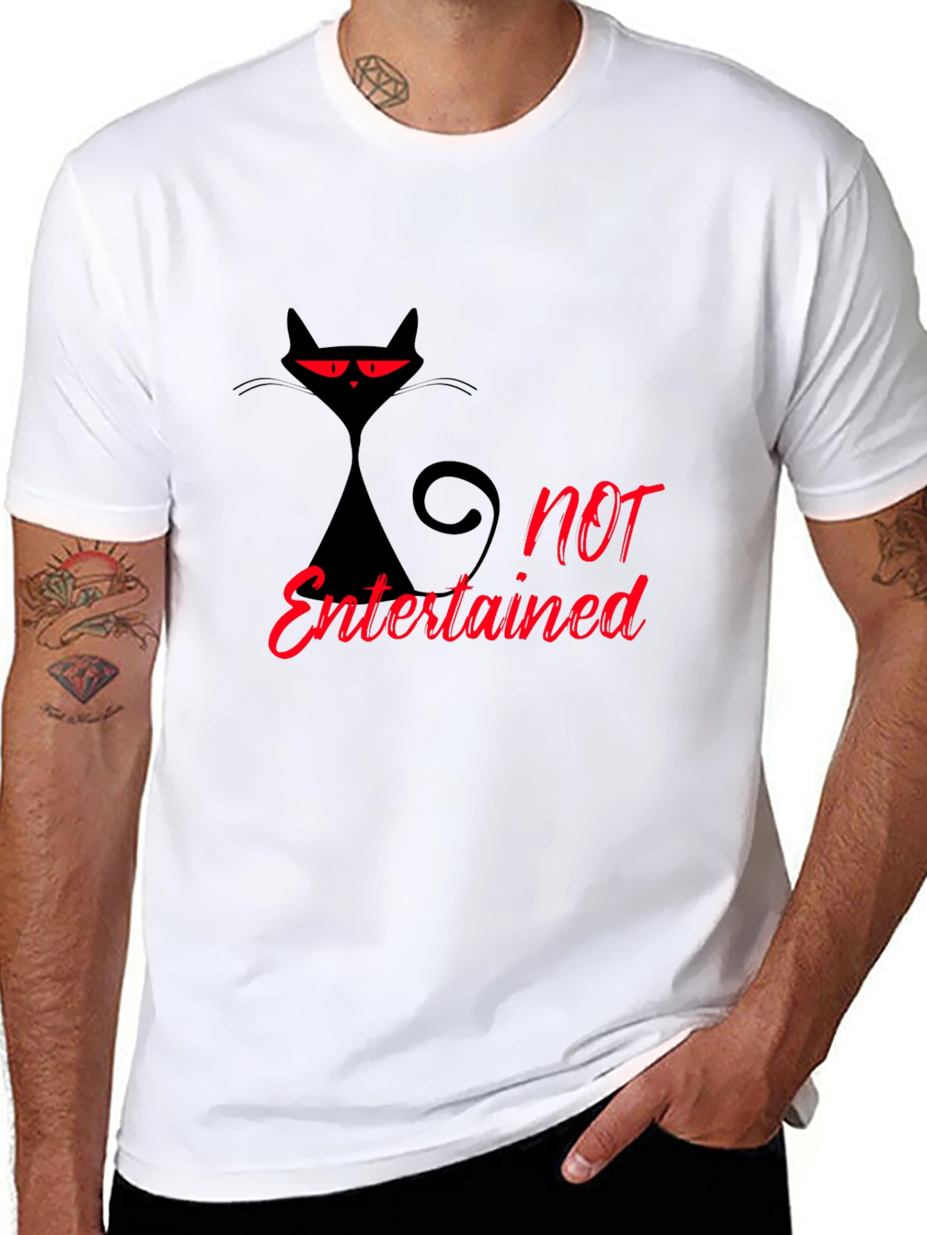 Black Not Entertained Black Cat Graphic T-Shirt view 8