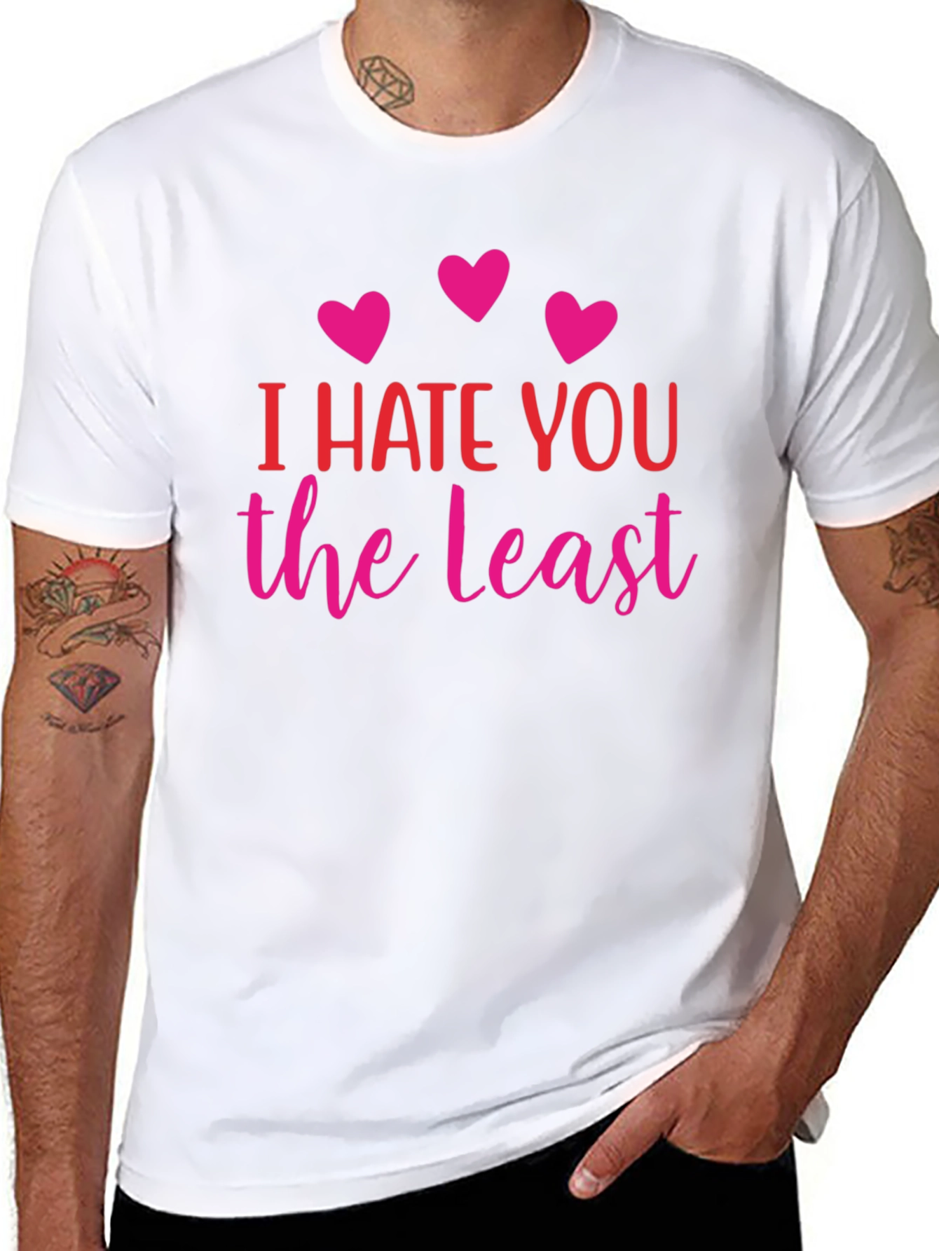Black I Hate You The Least Graphic T-Shirt view 8