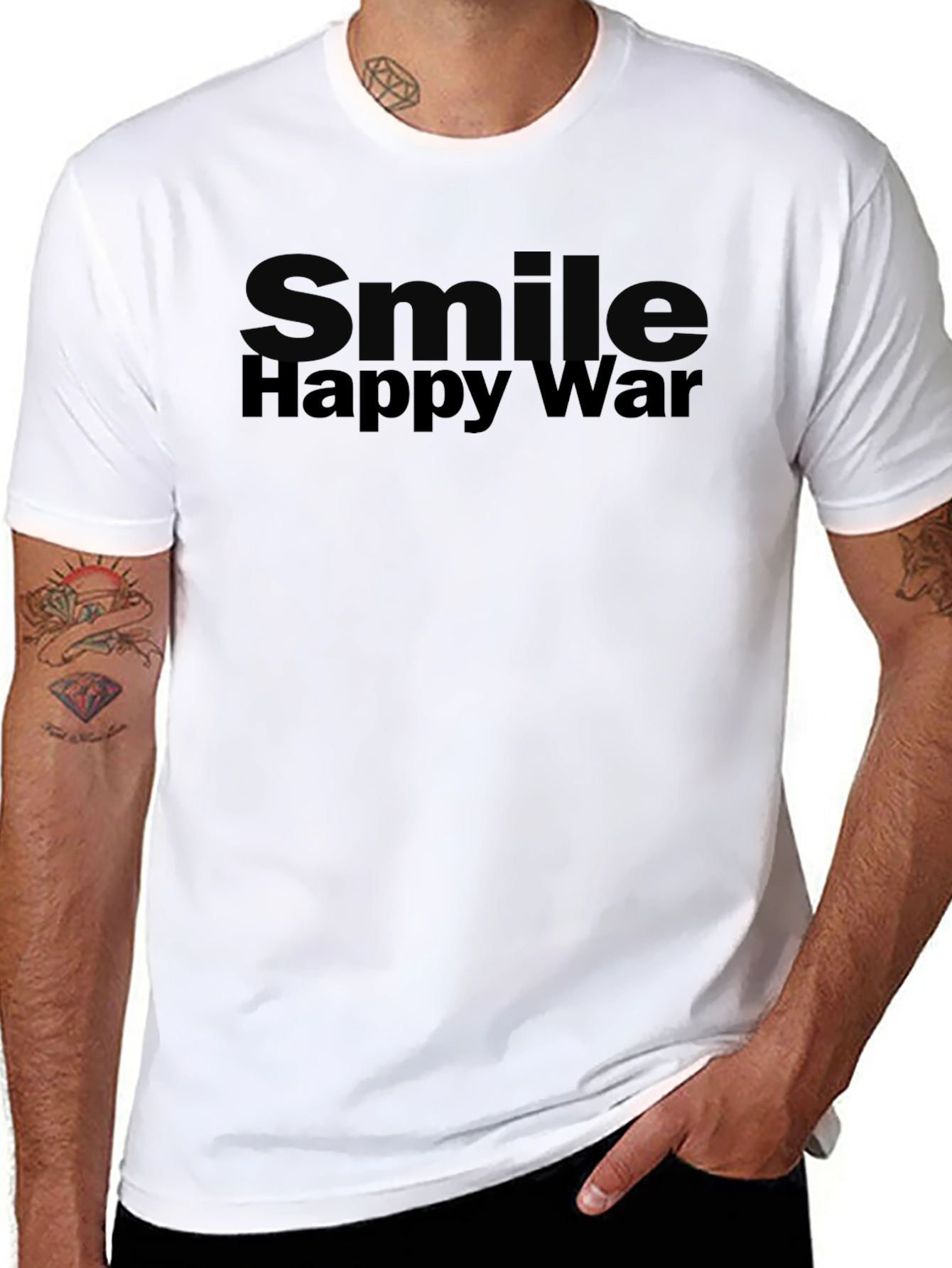 Black Smile Happy War Black Graphic Tee view 8