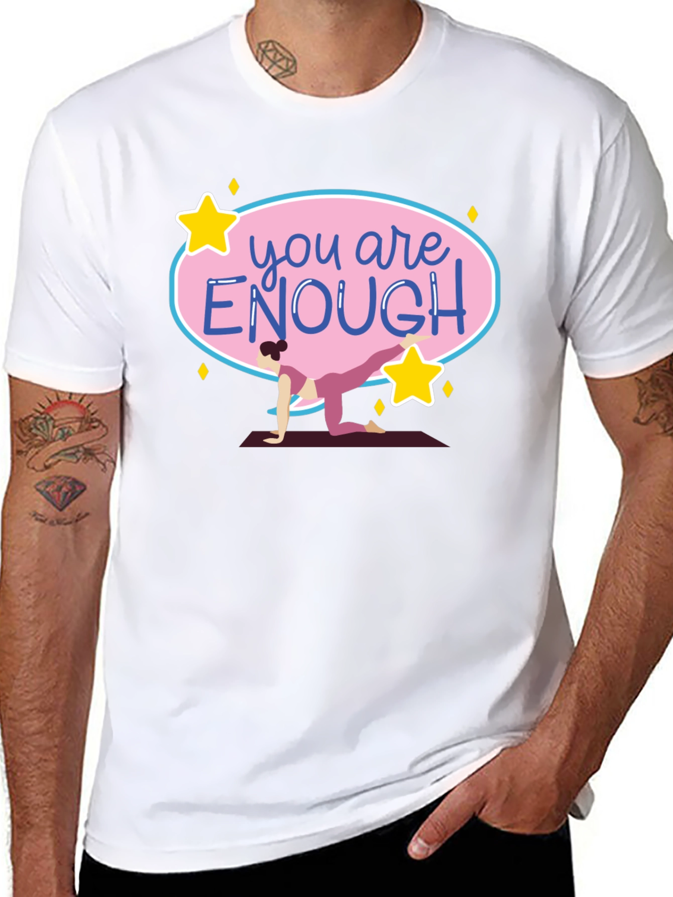 Black You Are Enough Yoga T-Shirt Black view 8