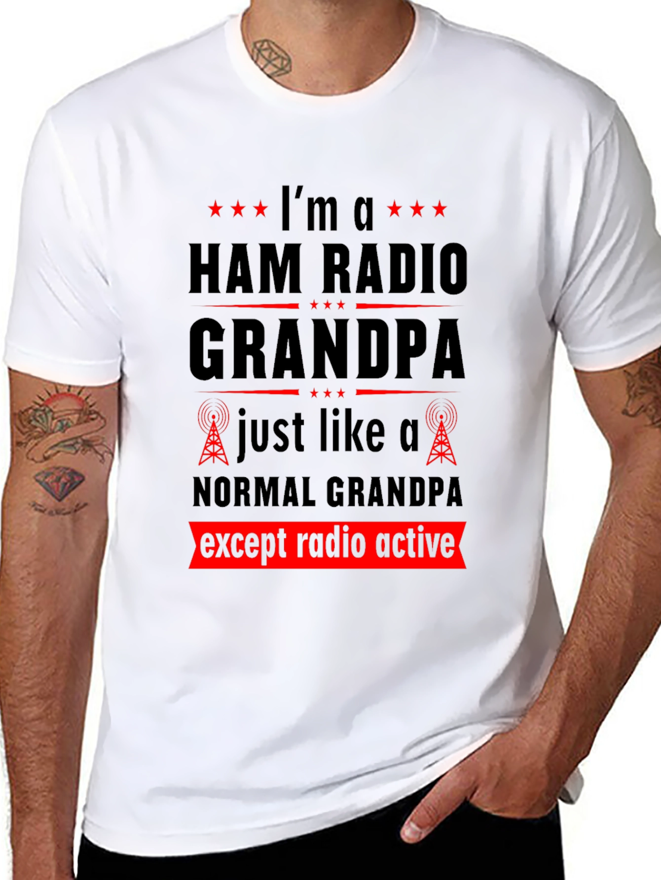 Black Ham Radio Grandpa T-Shirt view 8