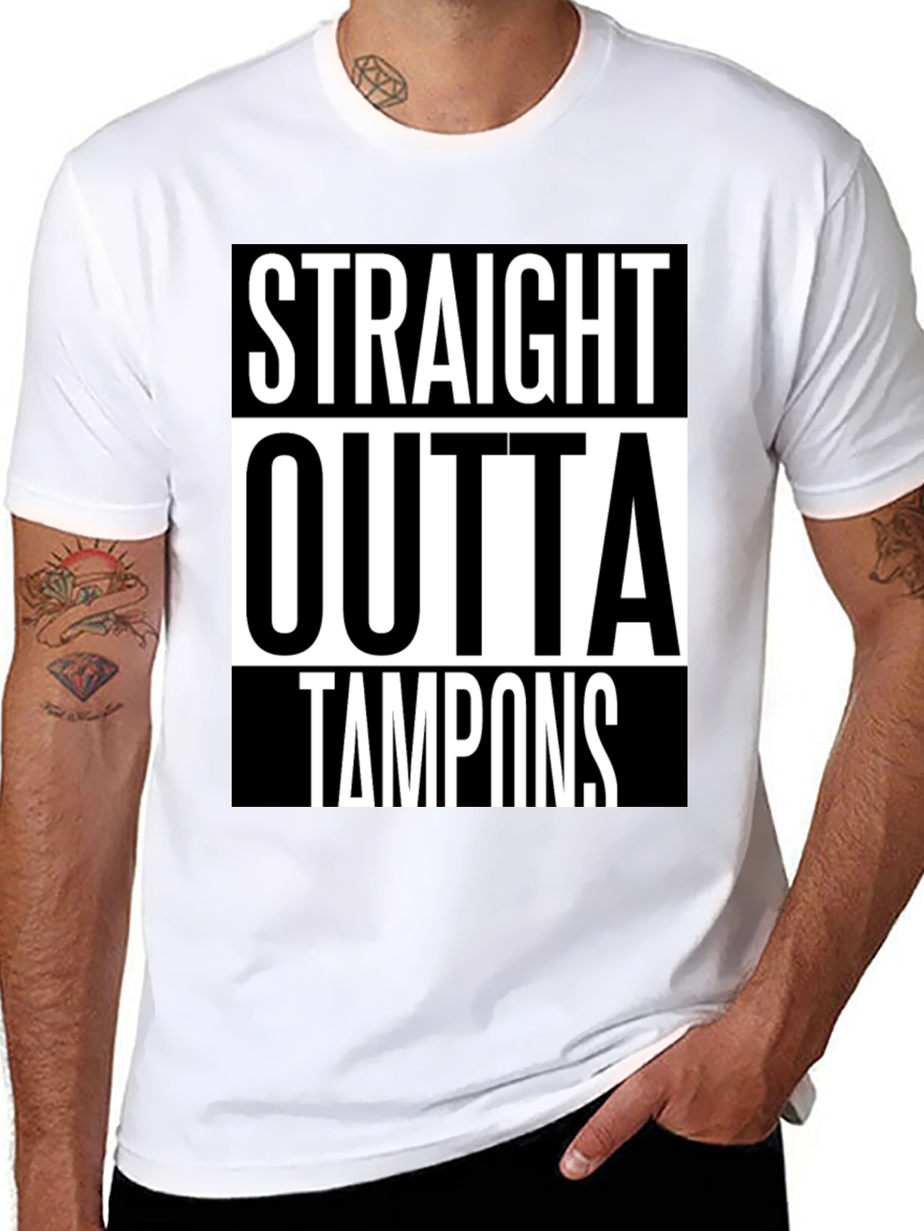 Black Straight Outta Tampons Graphic Tee view 8