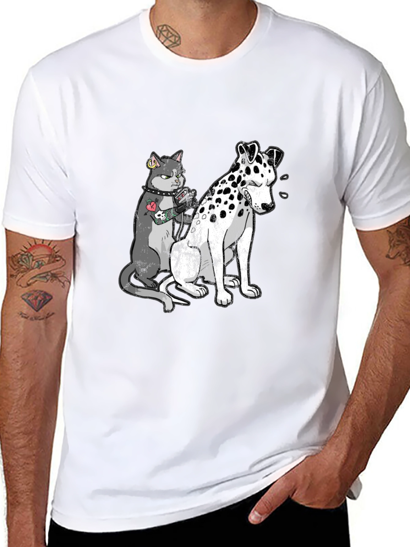 Black Cat Tattoo Artist on Black T-Shirt view 8