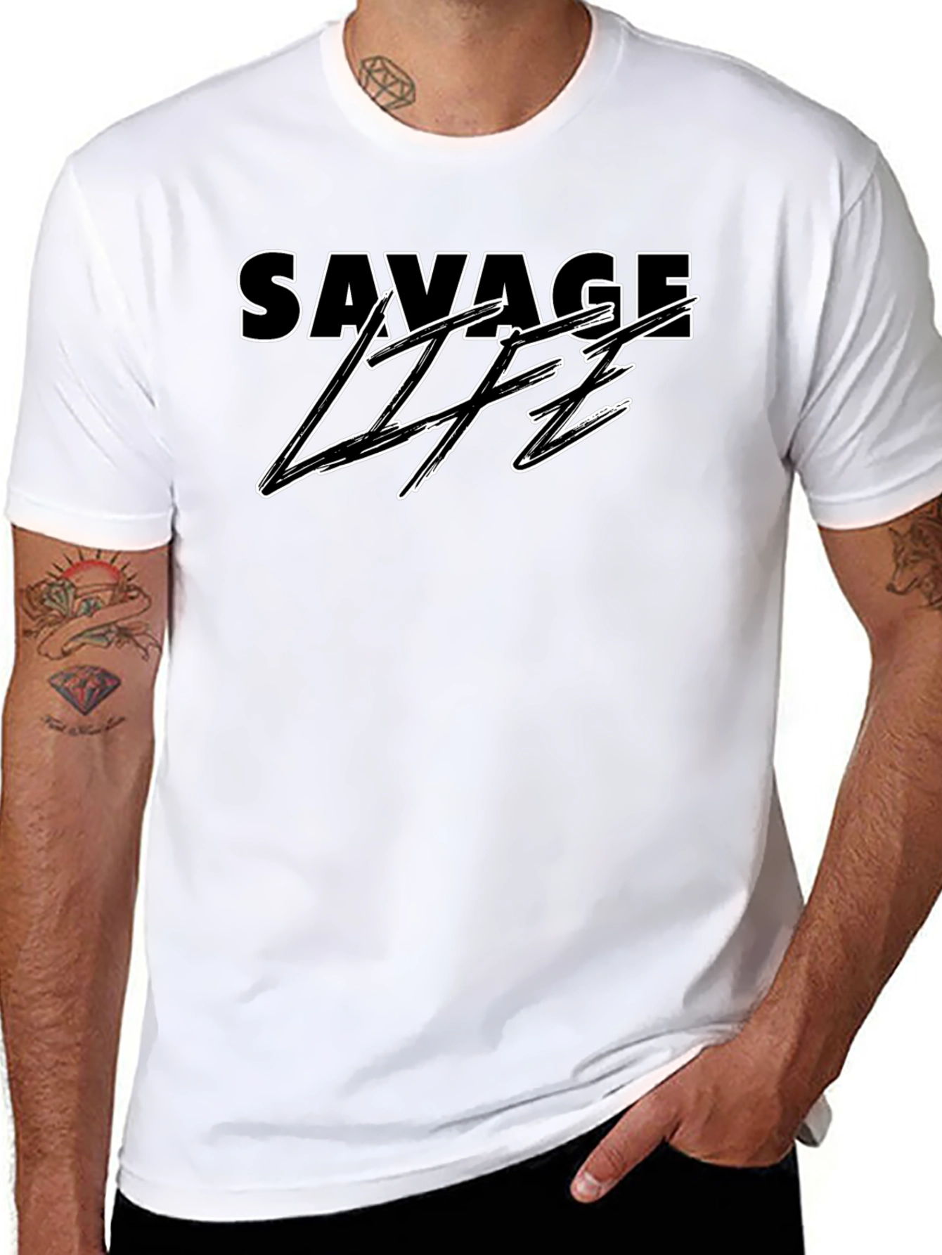 Black Savage Life Black Graphic T-Shirt view 8