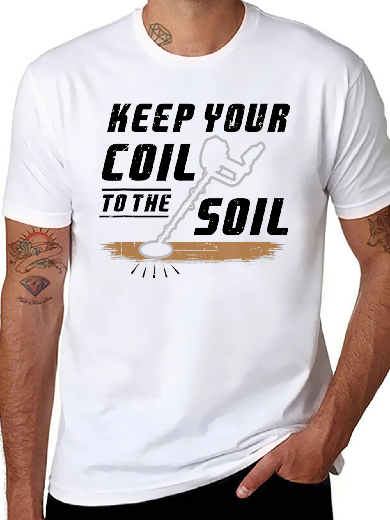 Black Keep Your Coil To The Soil Black T-Shirt view 8