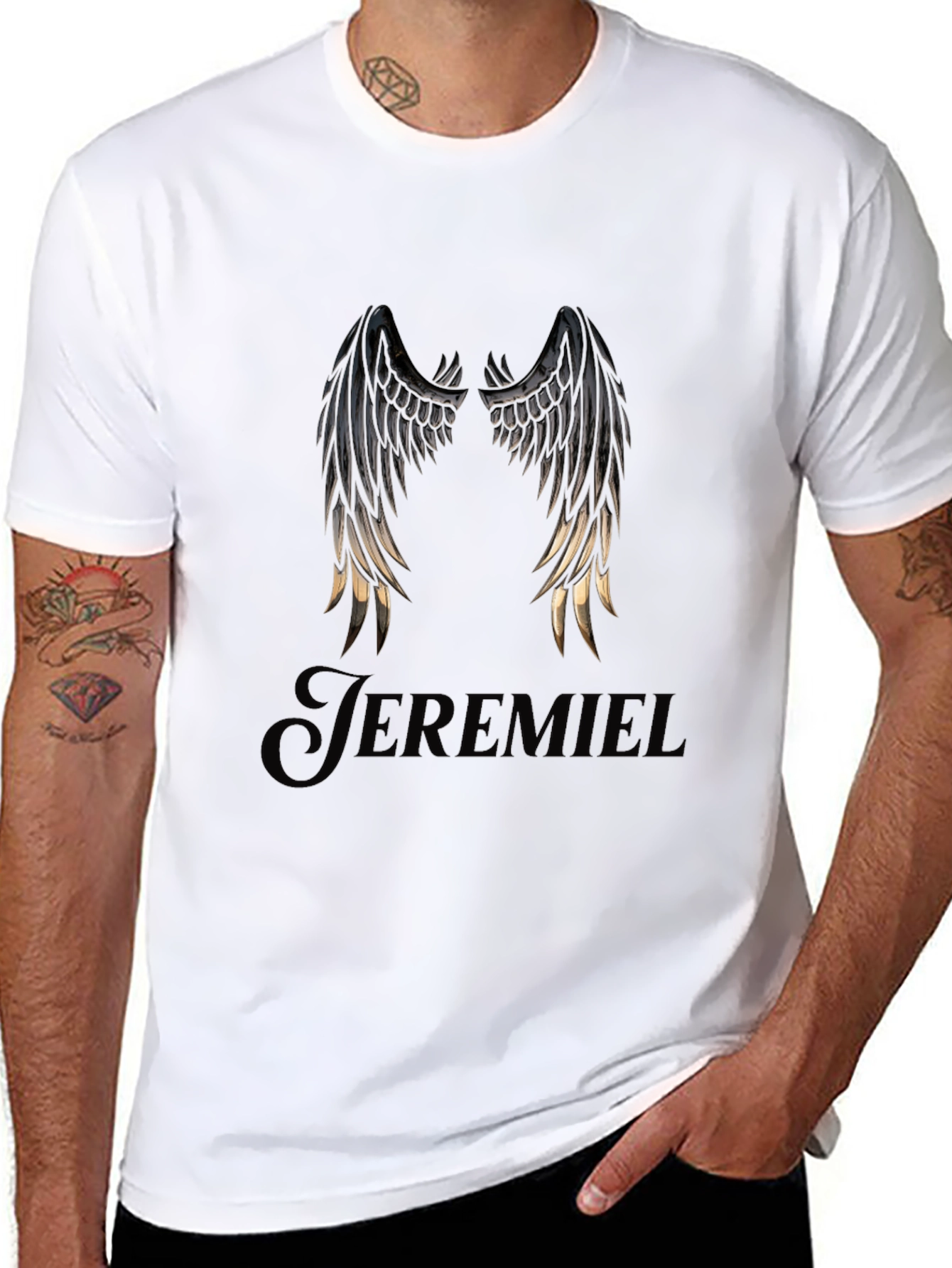 Black Jeremiel Wings Graphic T-Shirt - Black view 8