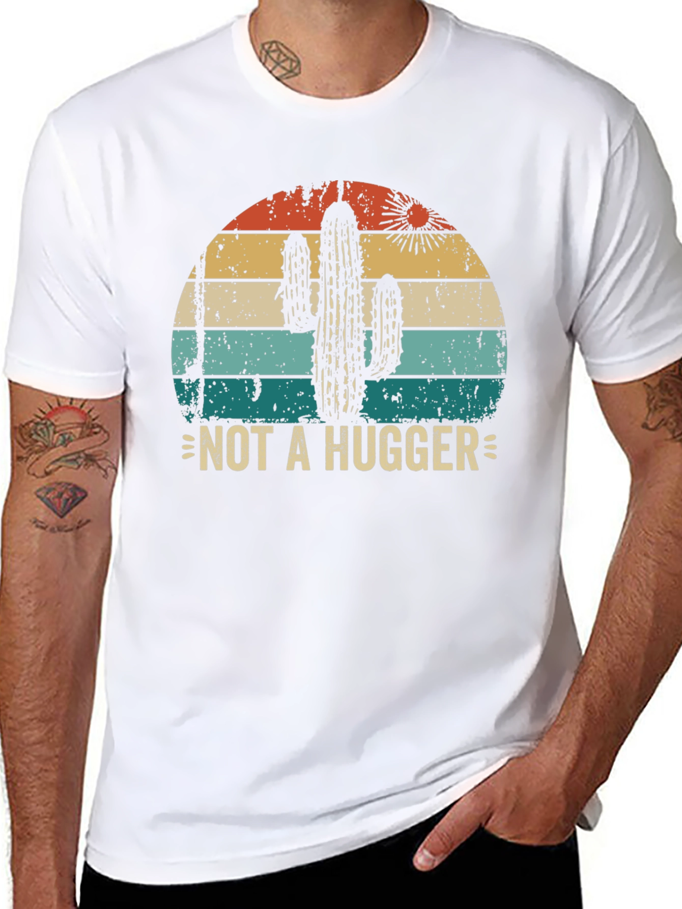 Black Not A Hugger Cactus Graphic Tee view 8