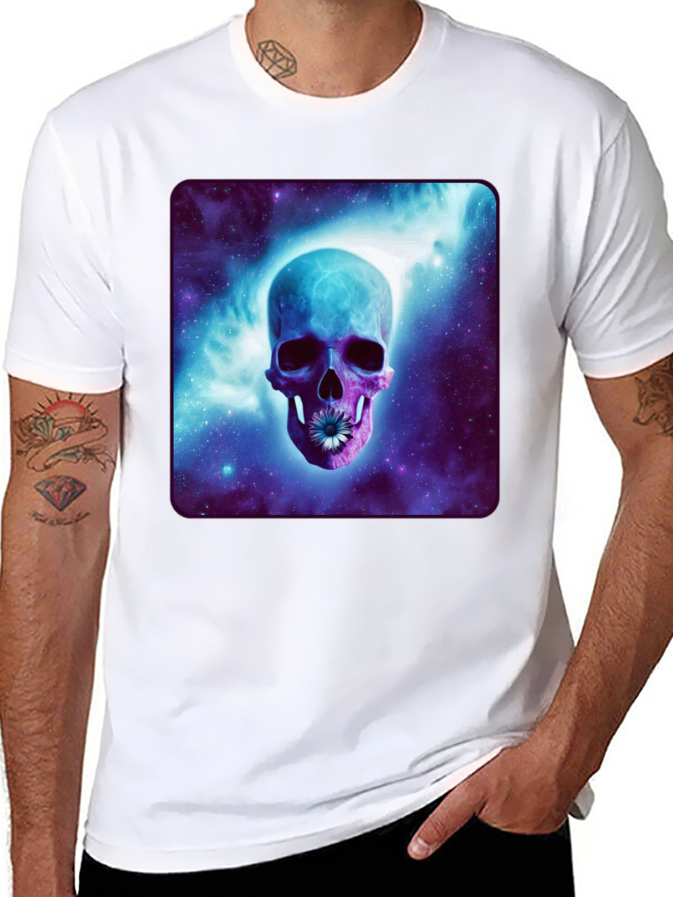 Black Skull Galaxy T-Shirt - Cosmic Design view 8