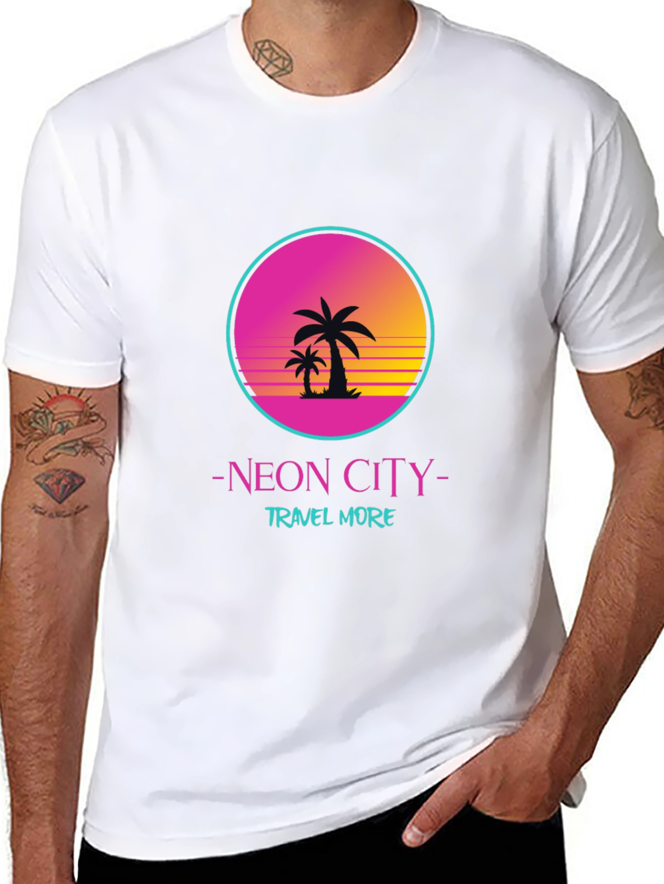 Black Neon City Travel T-Shirt view 8