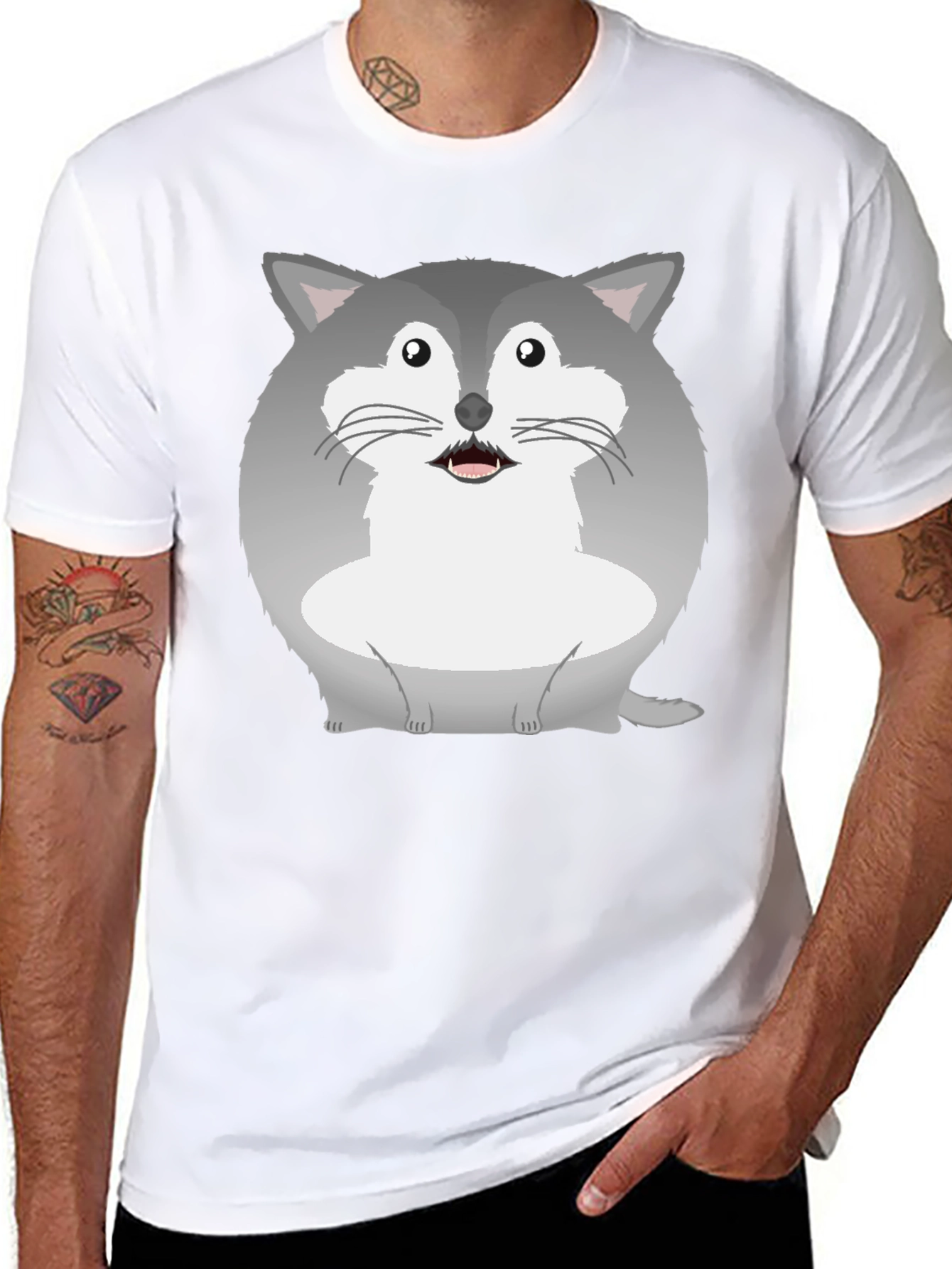 Black Cute Cartoon Raccoon Graphic Tee view 8