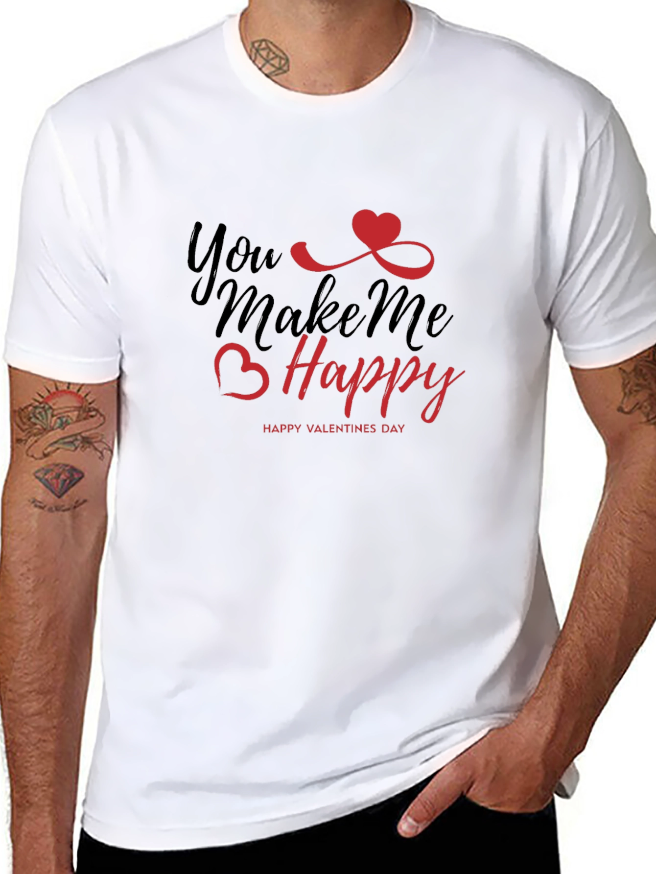 Black You Make Me Happy Valentine's Day T-Shirt view 8