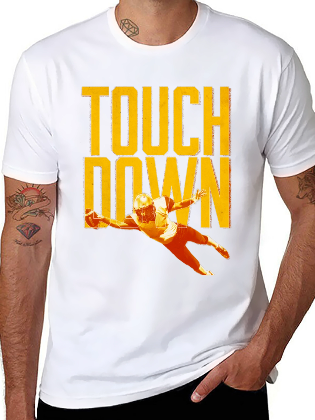 Black Touchdown Football T-Shirt, Black view 8