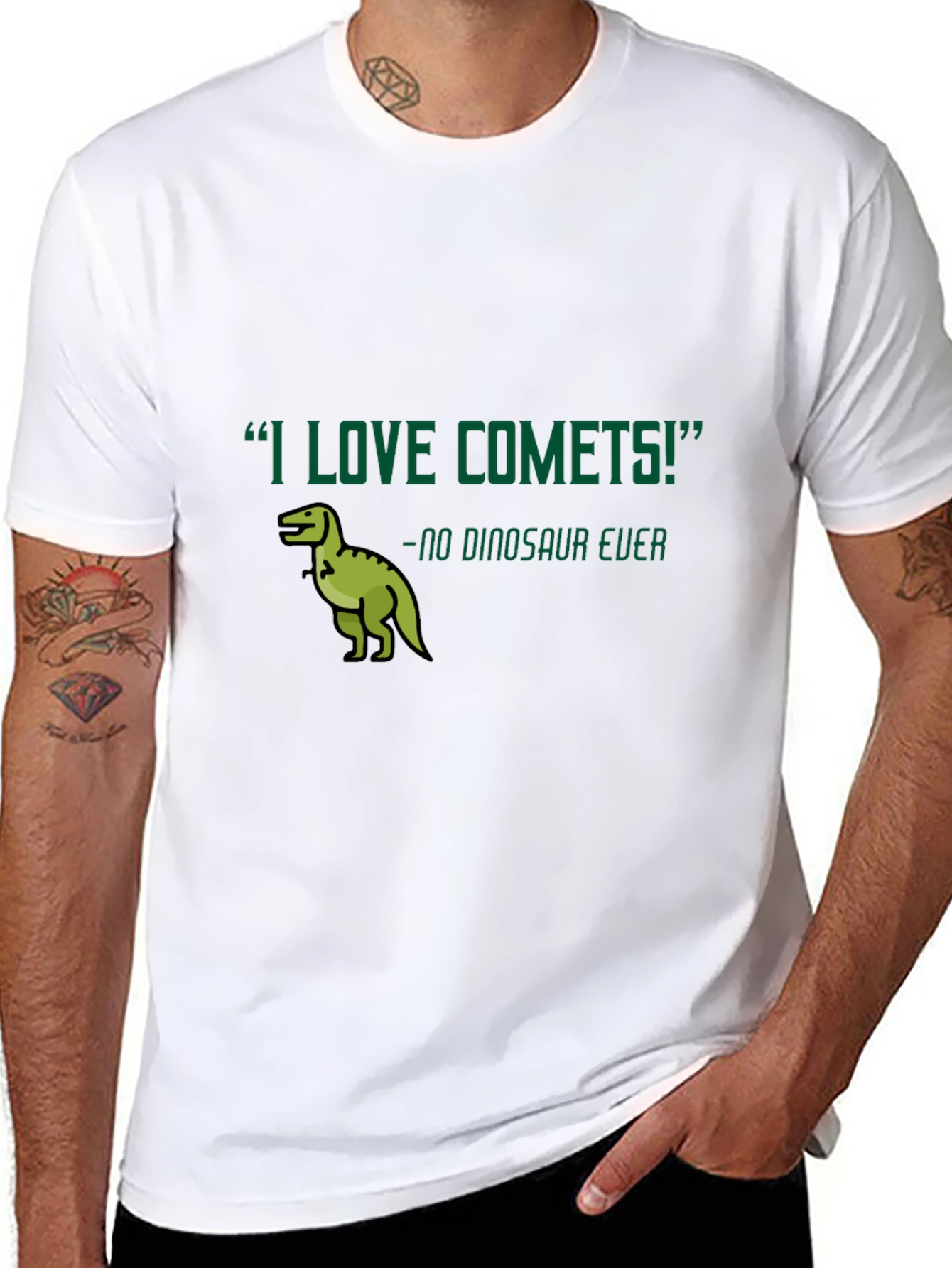 Black I Love Comets! Dinosaur Graphic Tee - Unisex view 8