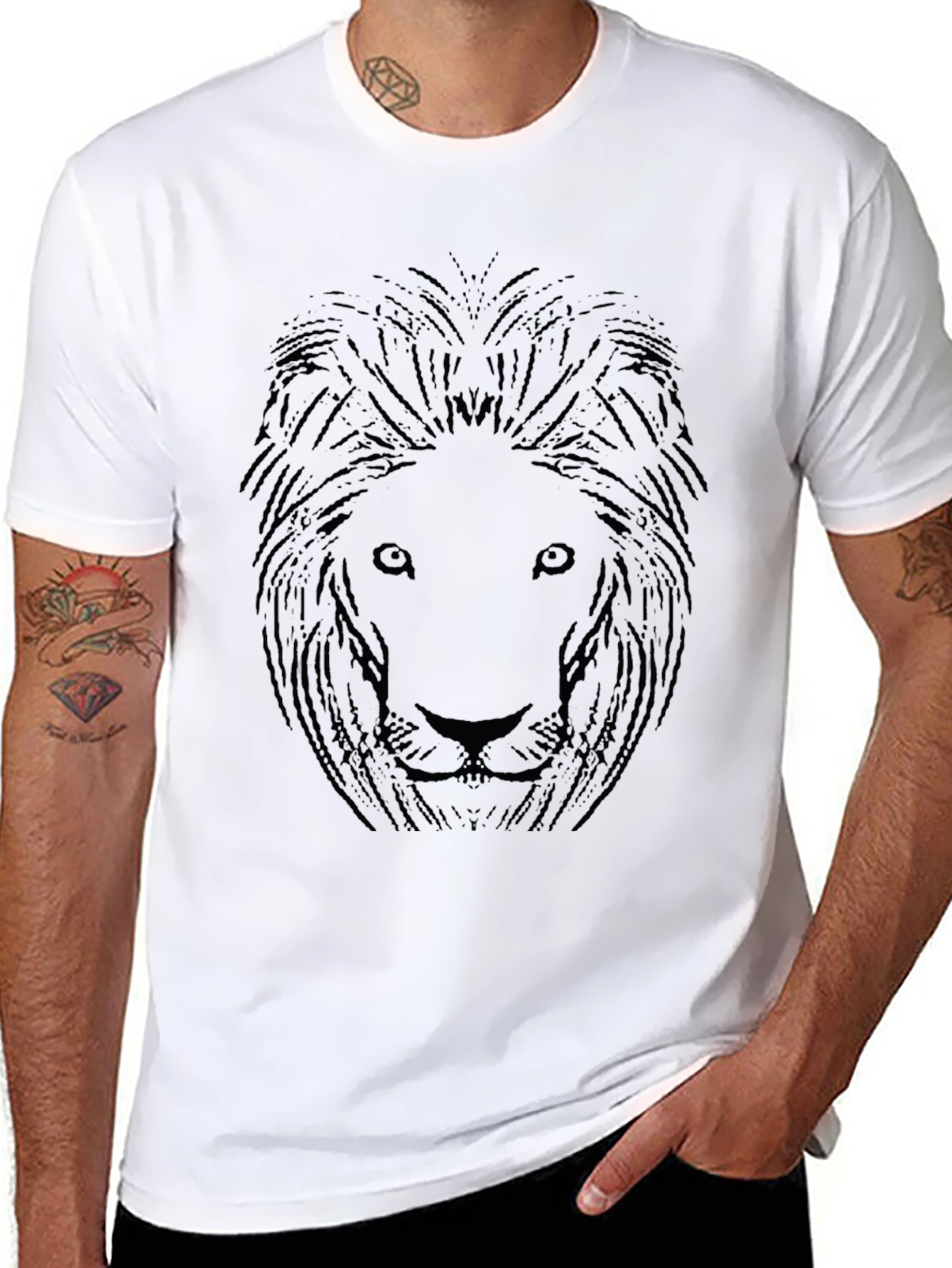 Black Lion Graphic Black T-Shirt for Men view 8