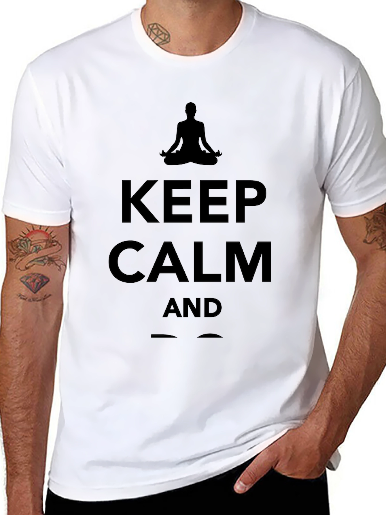 Black Keep Calm Yoga Meditation Black T-Shirt view 8