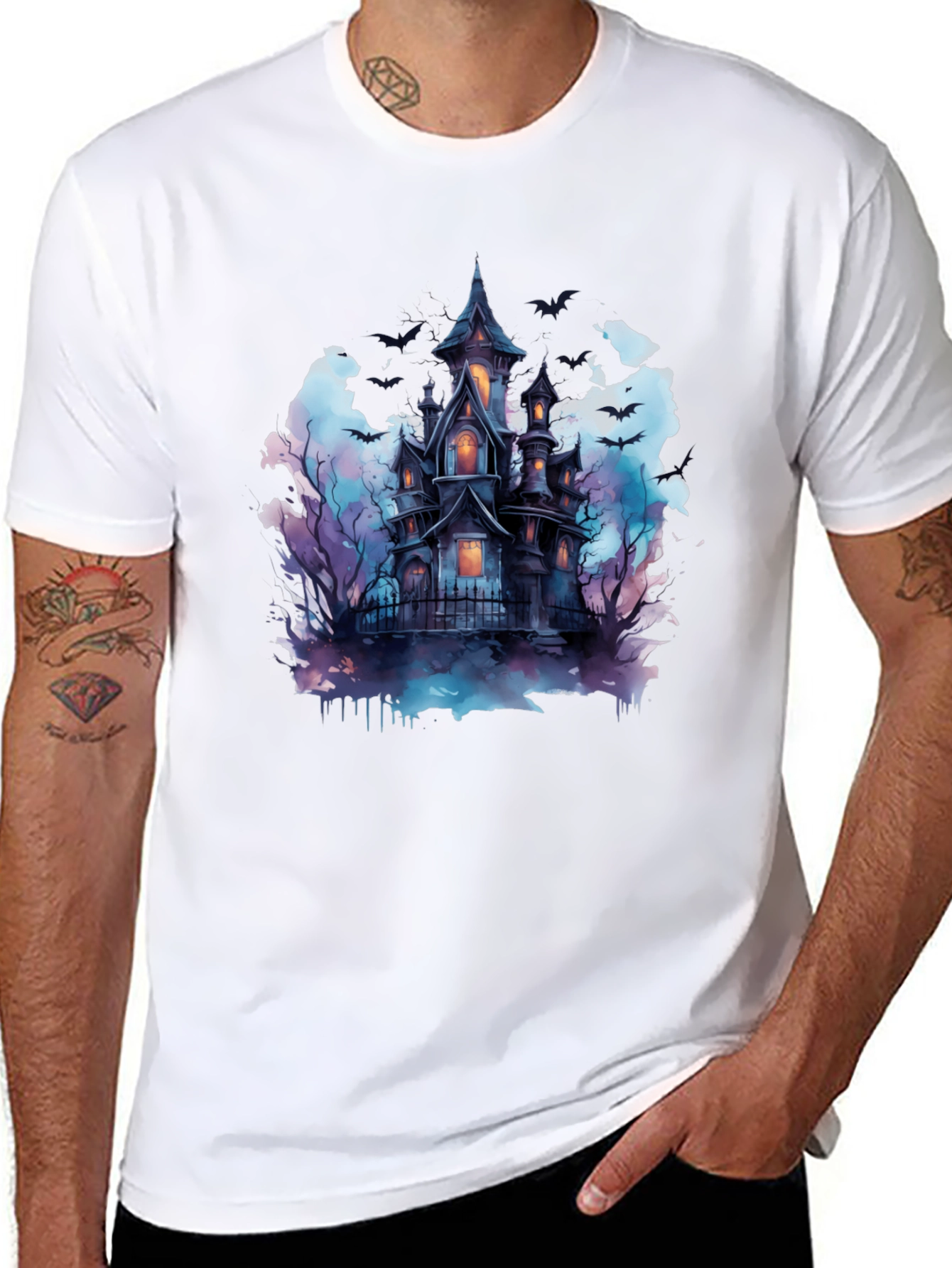 Spooky Haunted House Graphic Tee - Halloween Shirt - 8