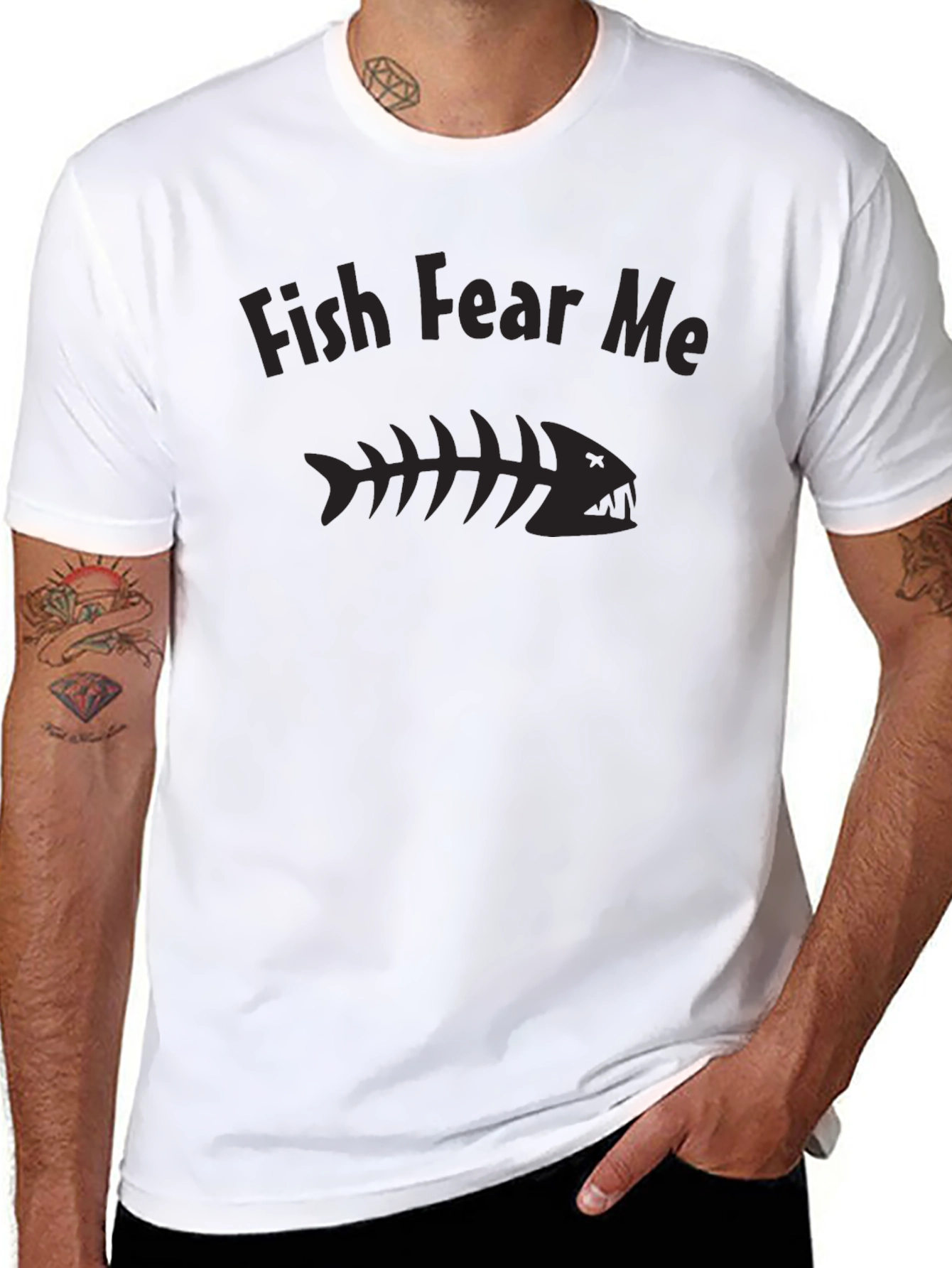 Fish Fear Me Graphic Tee - Black Cotton T-Shirt - 8