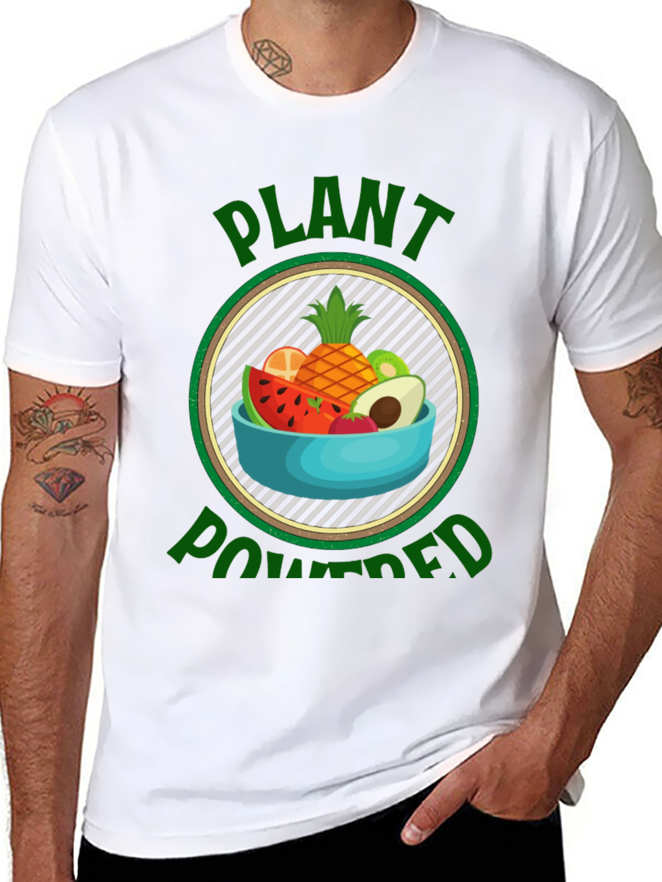 Black Plant Powered Vegan T-Shirt - Healthy Lifestyle Tee view 8