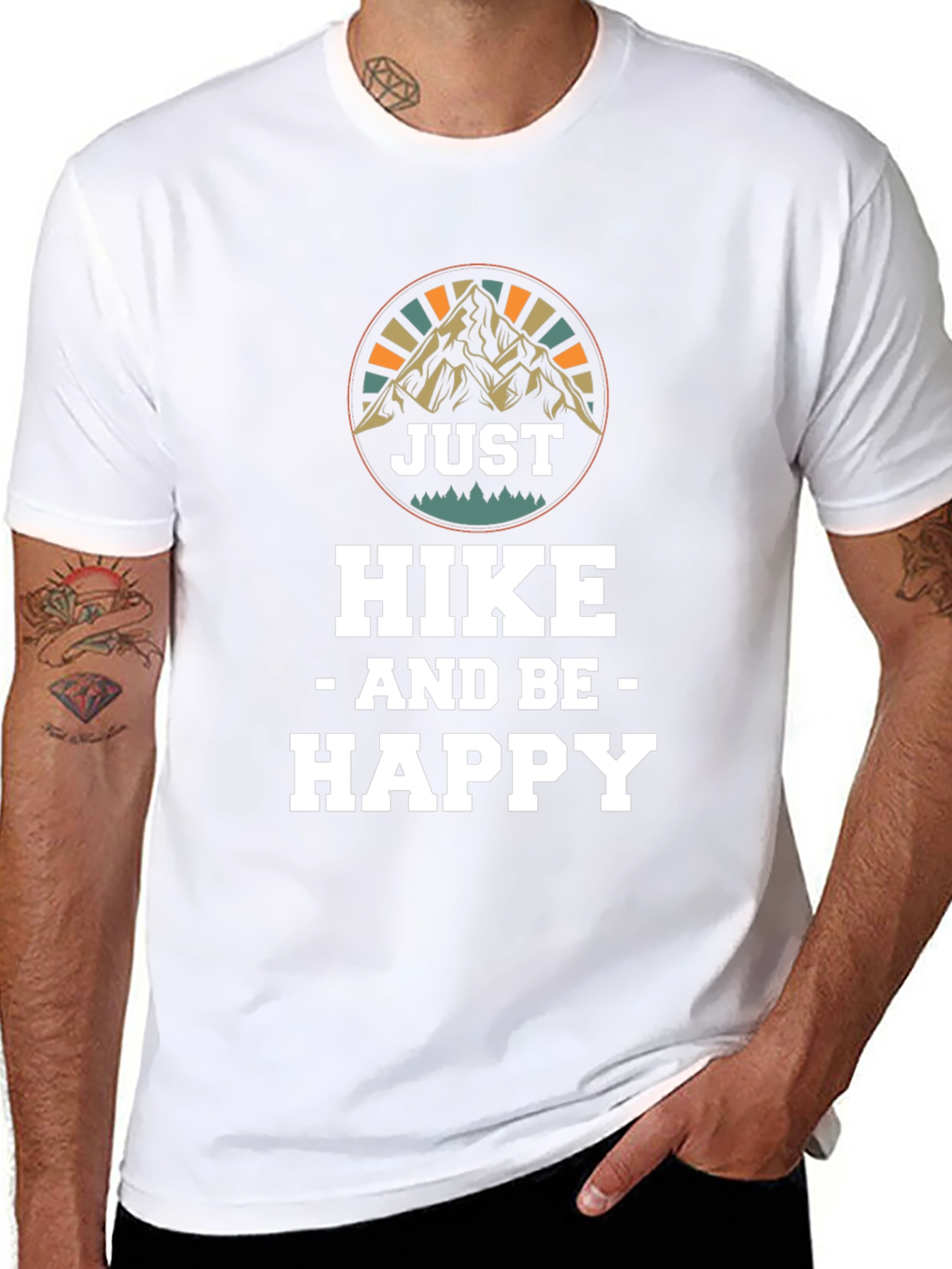 Black Just Hike and Be Happy Black T-Shirt view 8