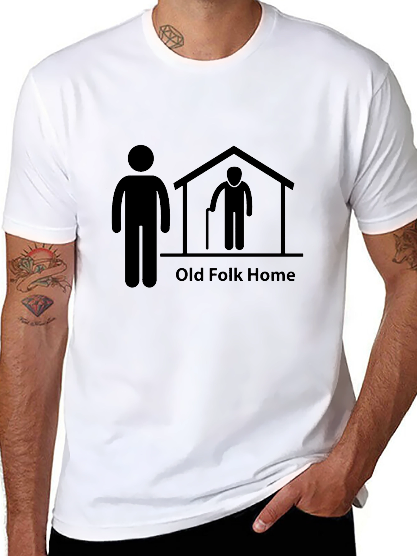 Black Old Folk Home T-Shirt - Funny Unisex Graphic Tee view 8