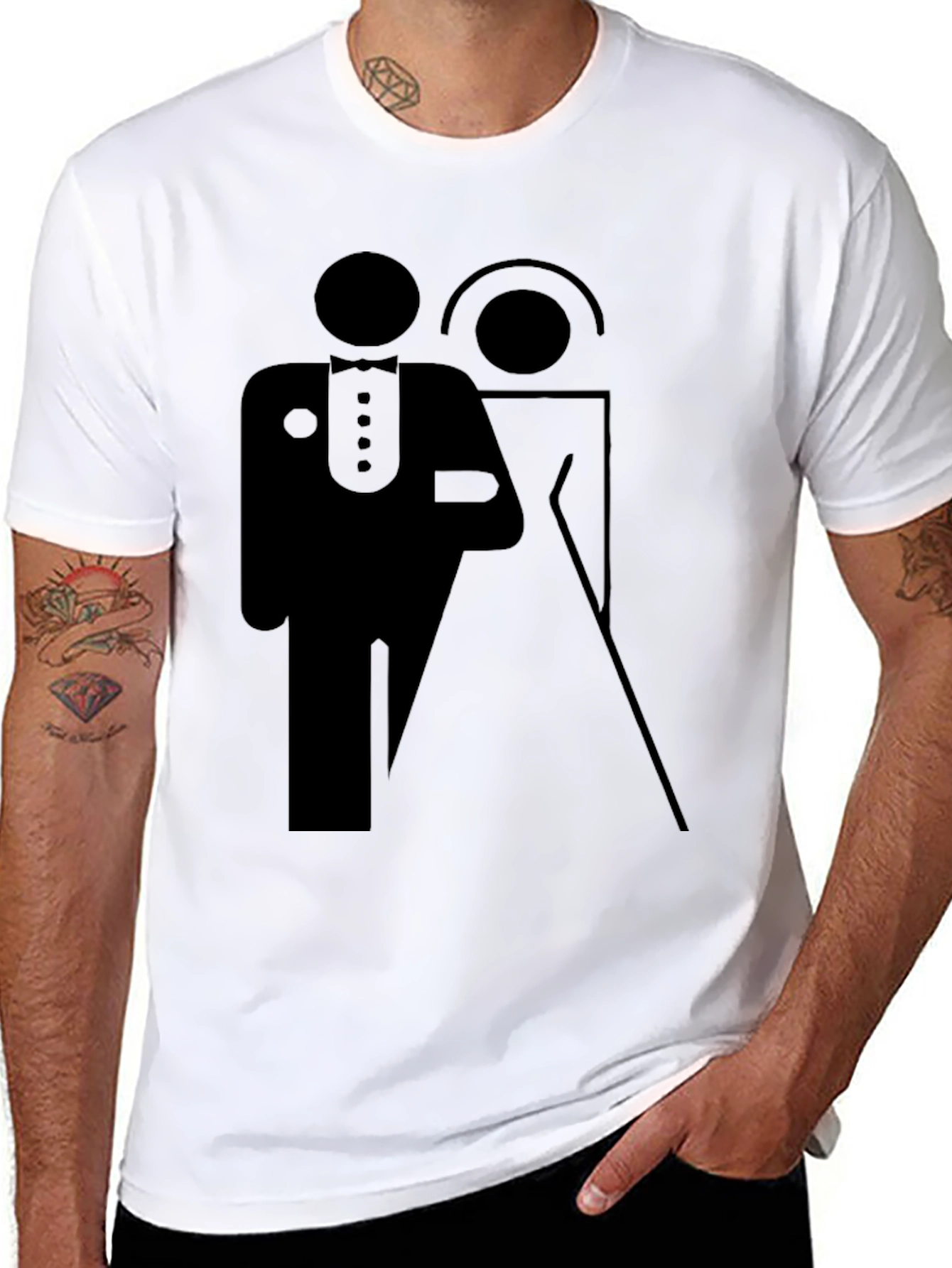 Black Bride and Groom Graphic Tee view 8