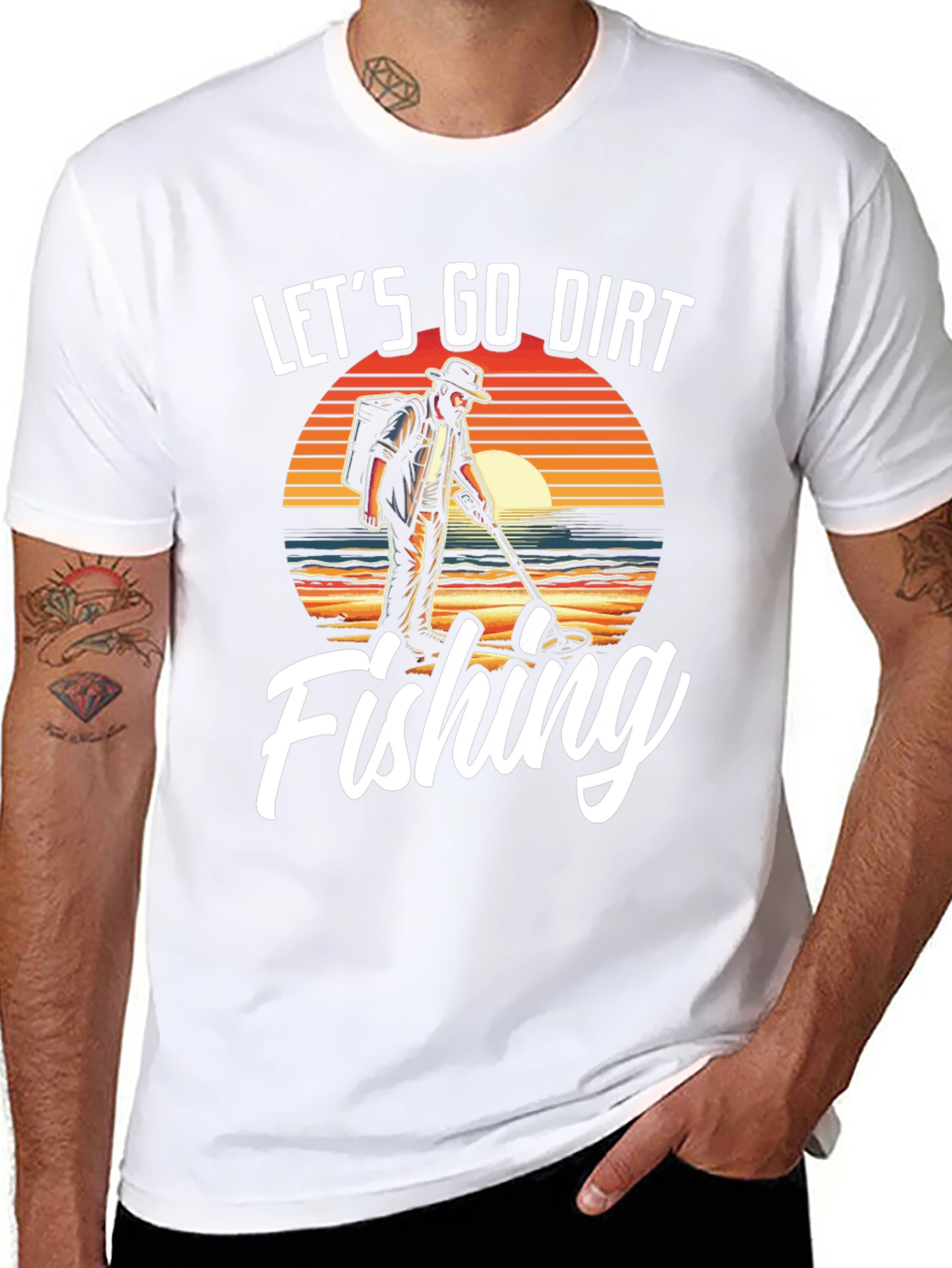 Black Let's Go Dirt Fishing T-Shirt view 8