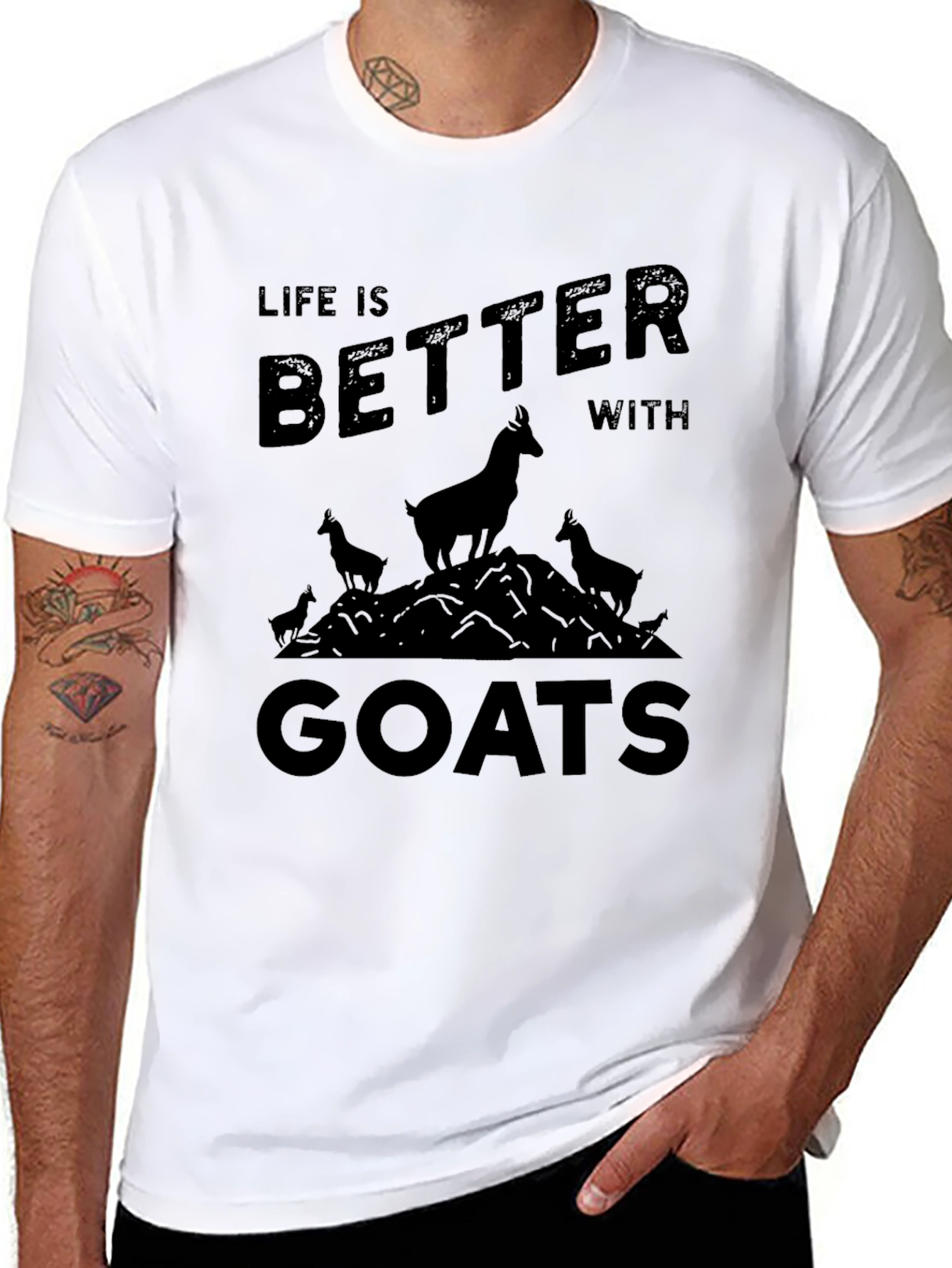 Black Life is Better with Goats Black T-Shirt view 8