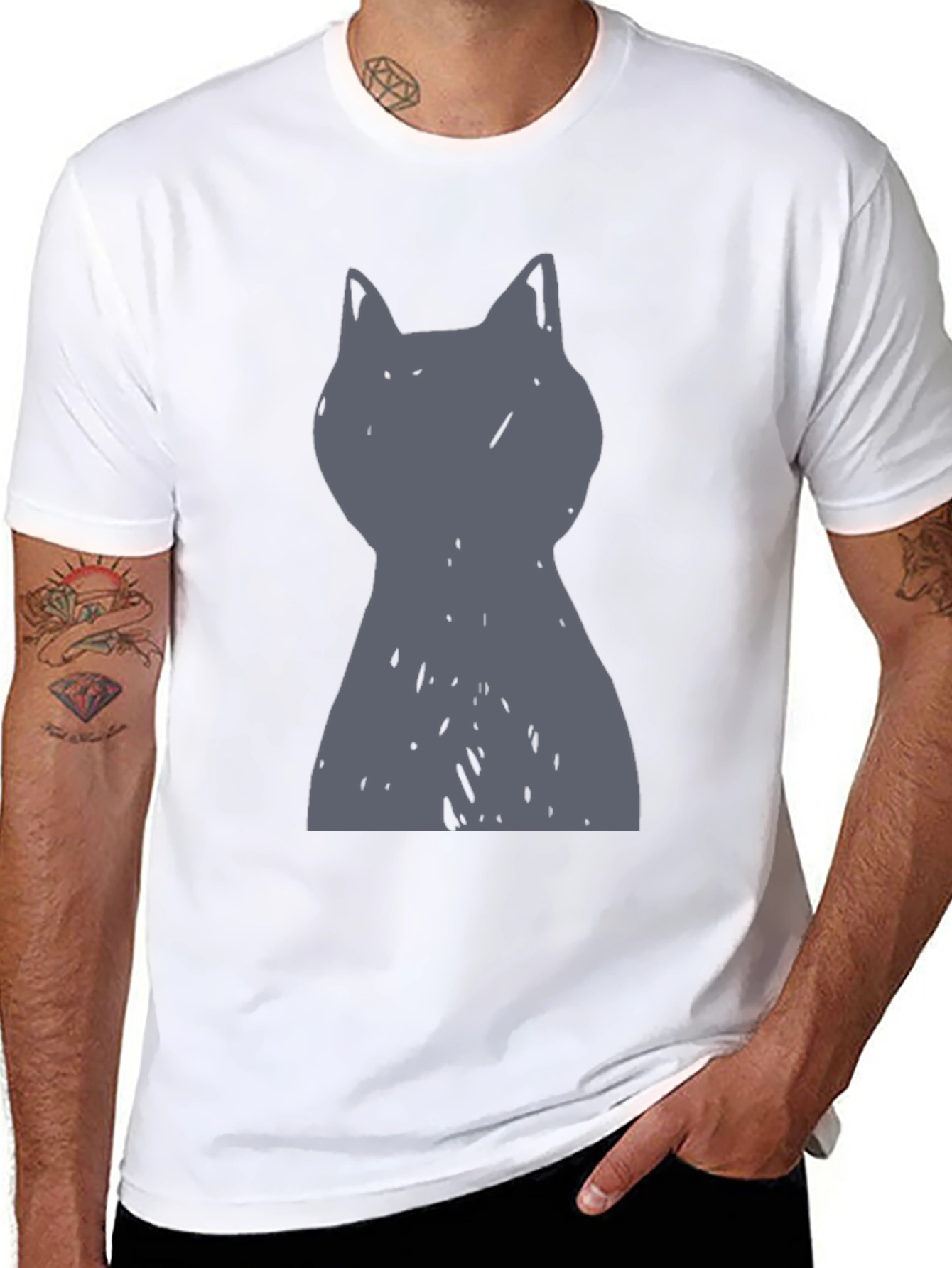 Black Cool Cat Graphic Tee - Men's Black T-Shirt view 8