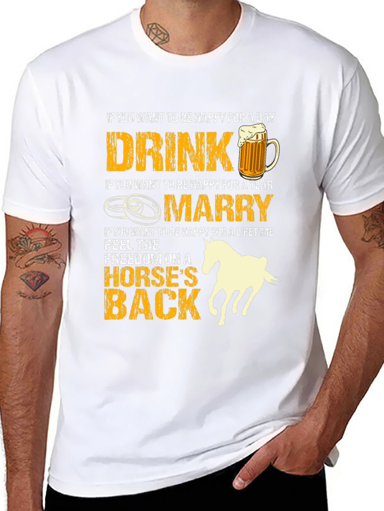 Black Drink Marry Horse T-Shirt: Happiness Guide view 8