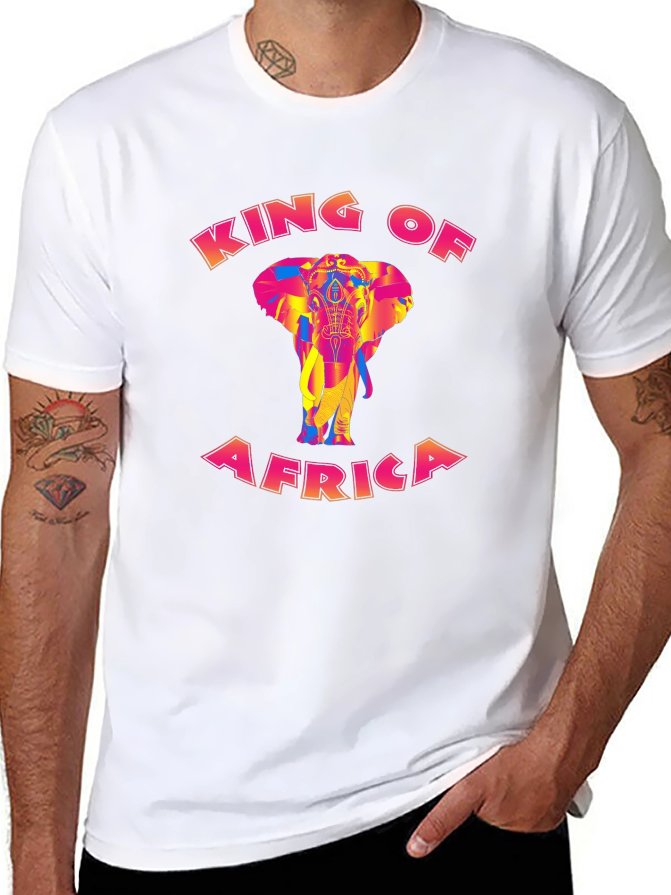Black King of Africa Elephant Graphic Tee view 8
